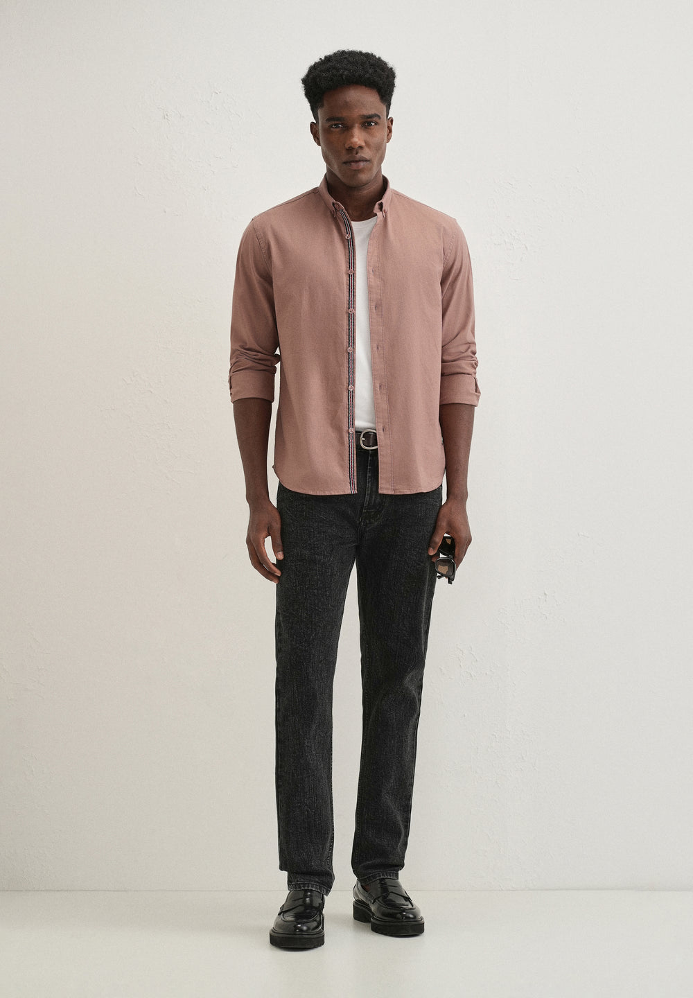 Brown Contrast Placket Shirt
