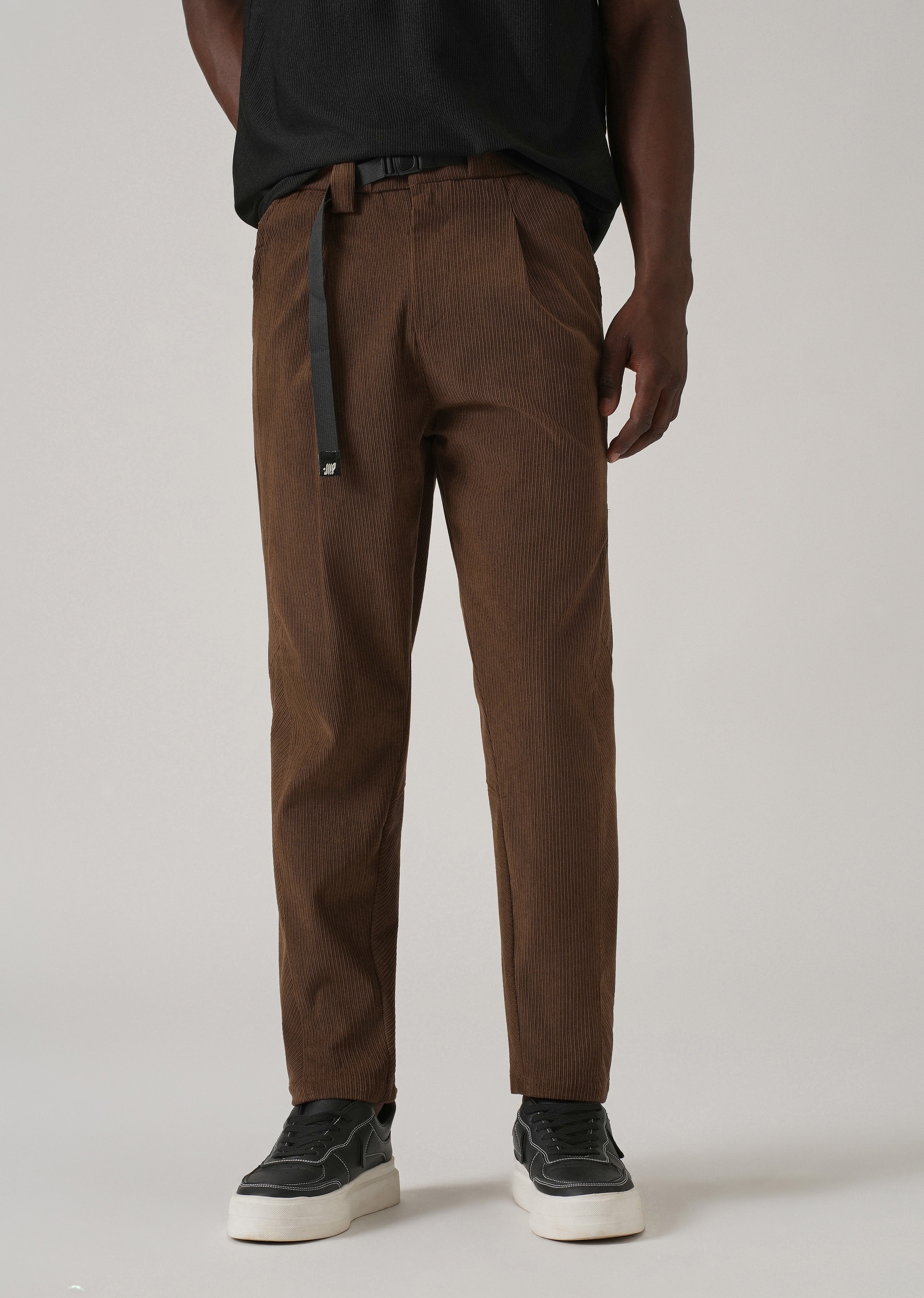 Brown Corduroy Belted Pant