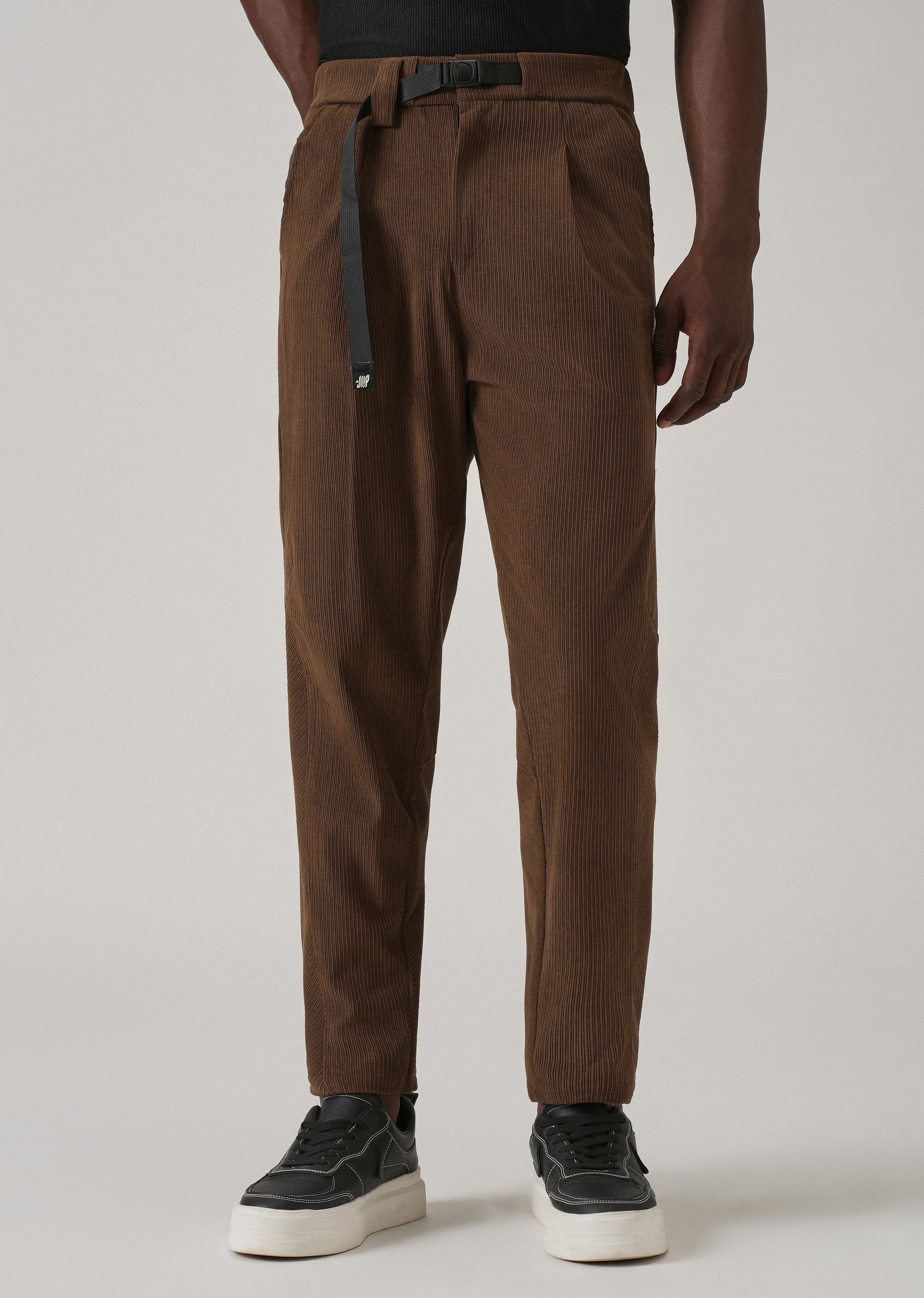 Brown Corduroy Belted Pant