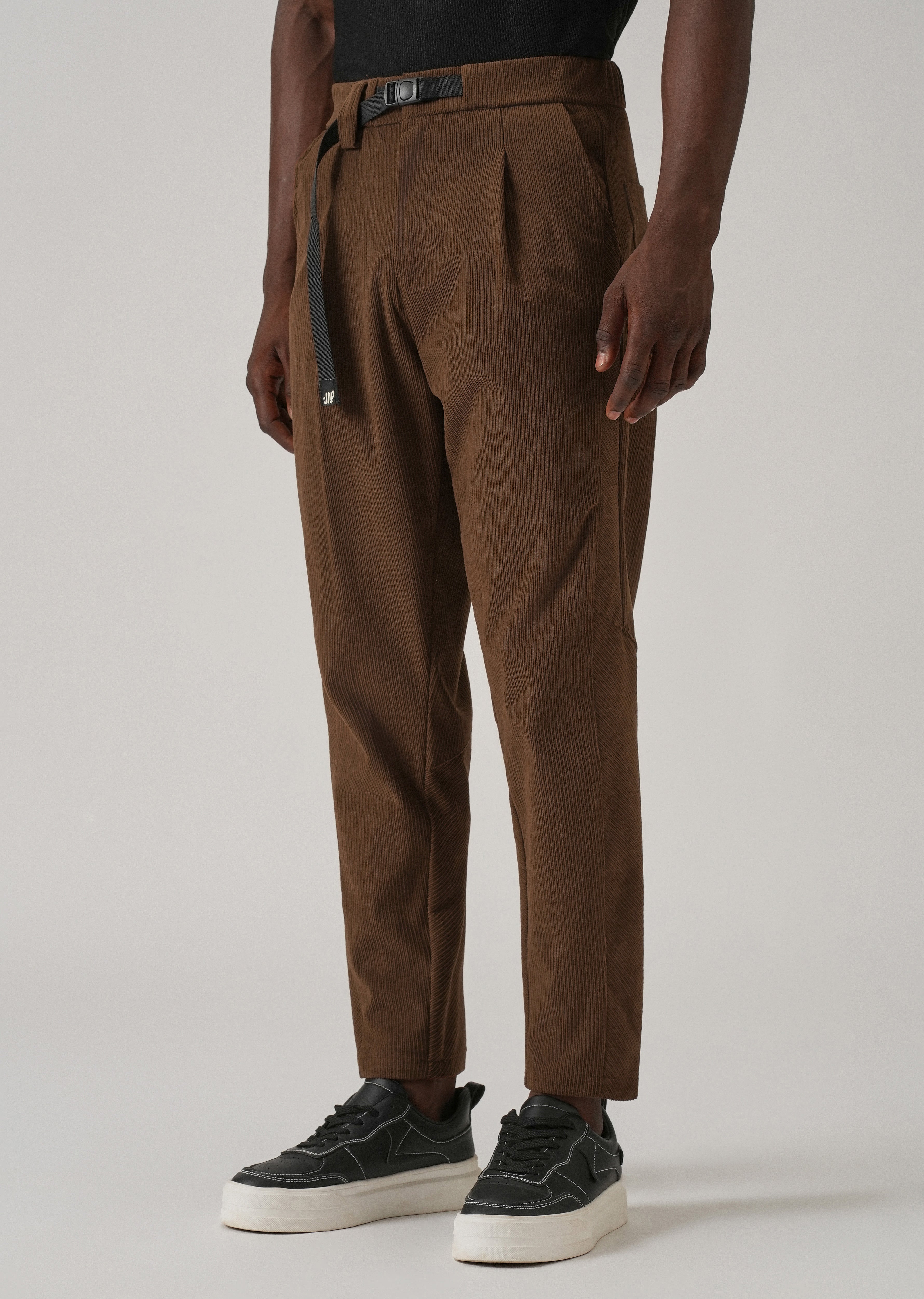 Brown Corduroy Belted Pant