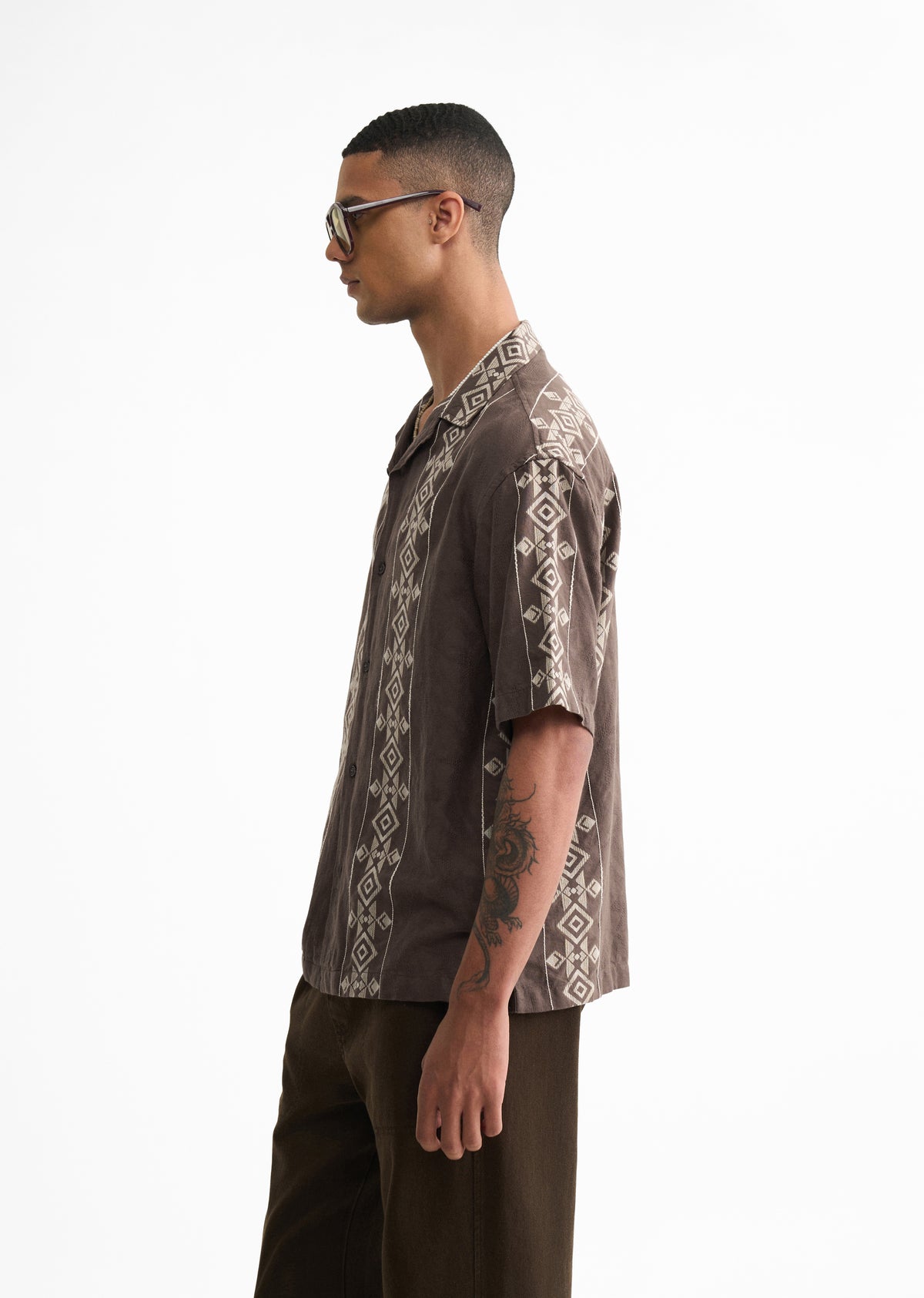 Brown Cotton Jacquard Shirt