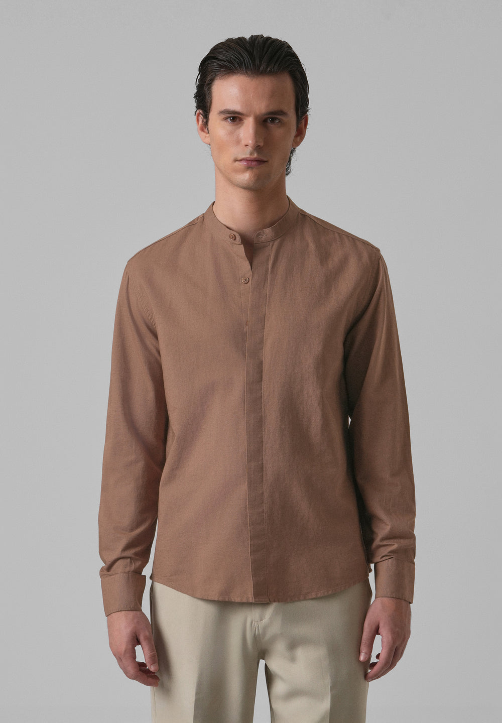 Brown Cotton Linen Shirt