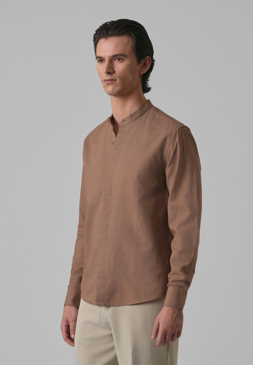 Brown Cotton Linen Shirt