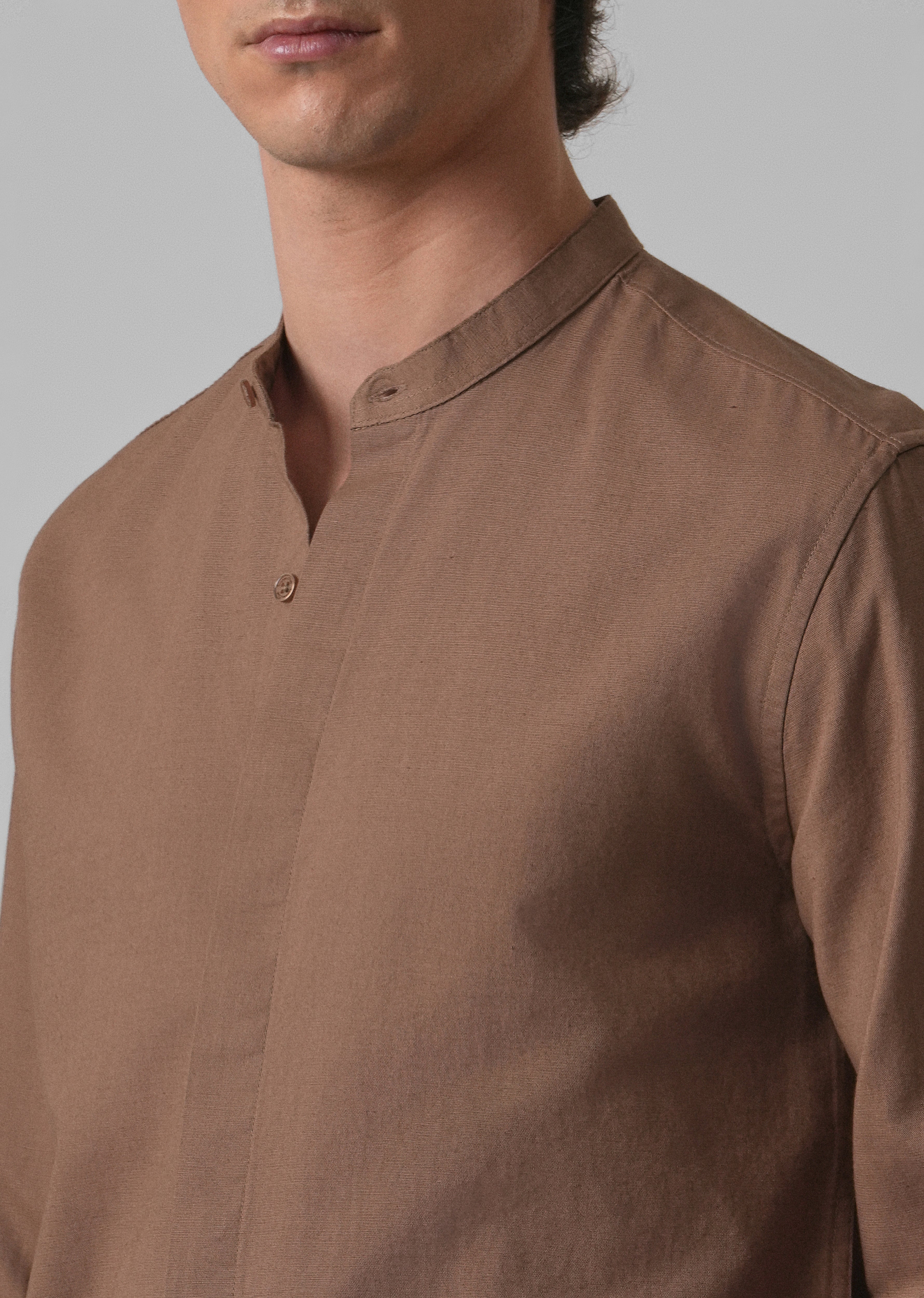 Brown Cotton Linen Shirt