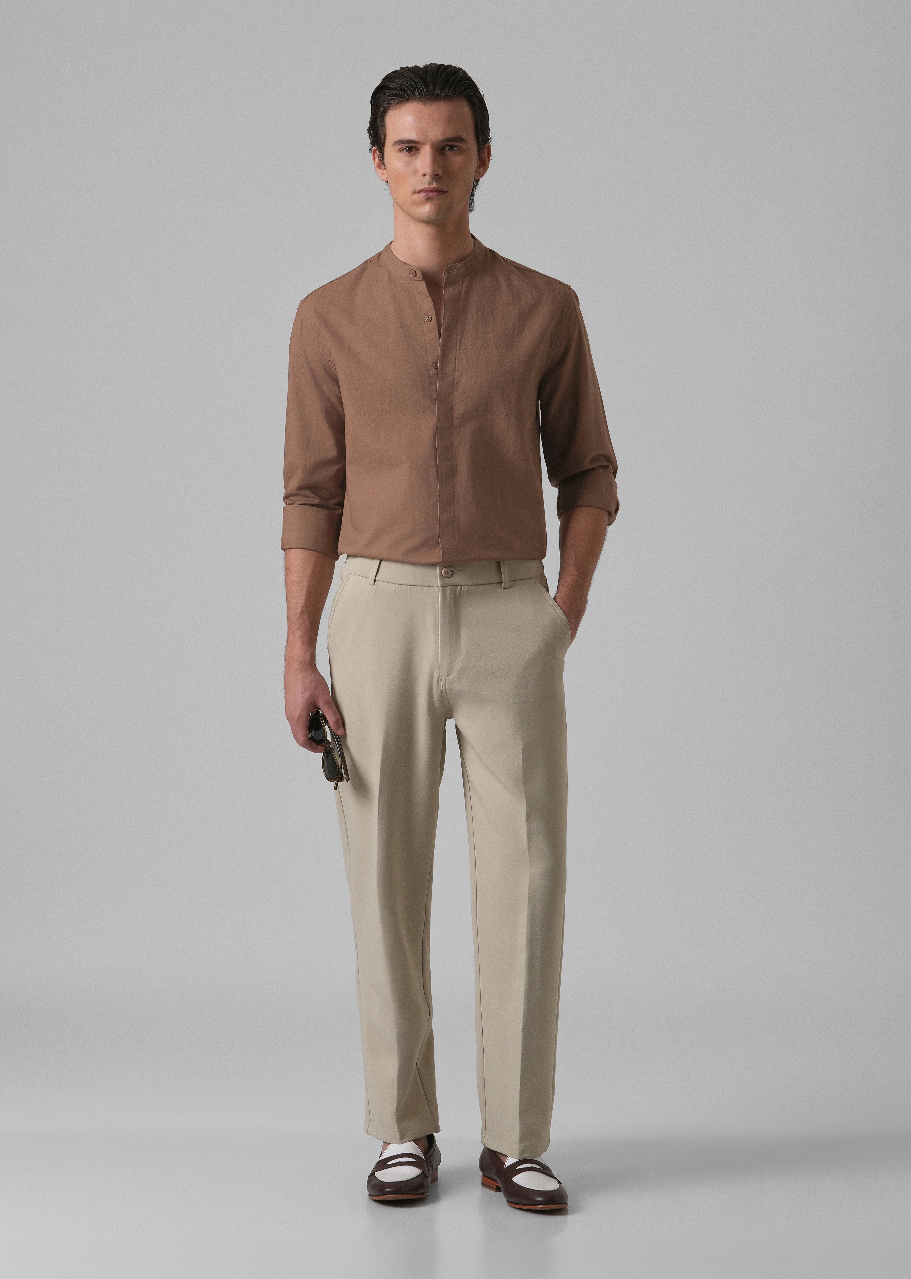 Brown Cotton Linen Shirt