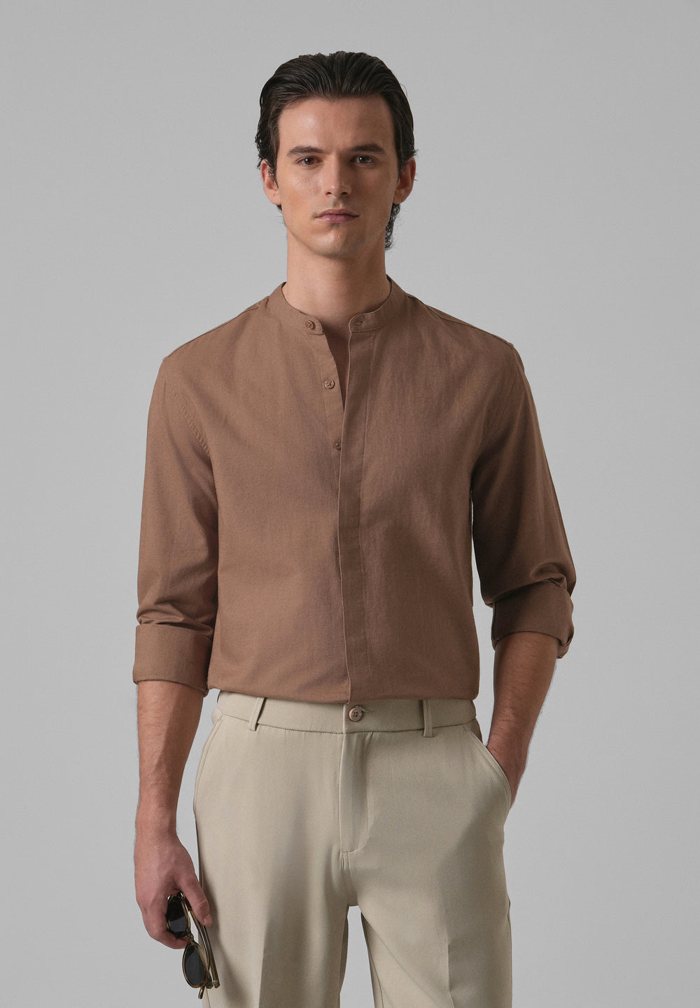 Brown Cotton Linen Shirt