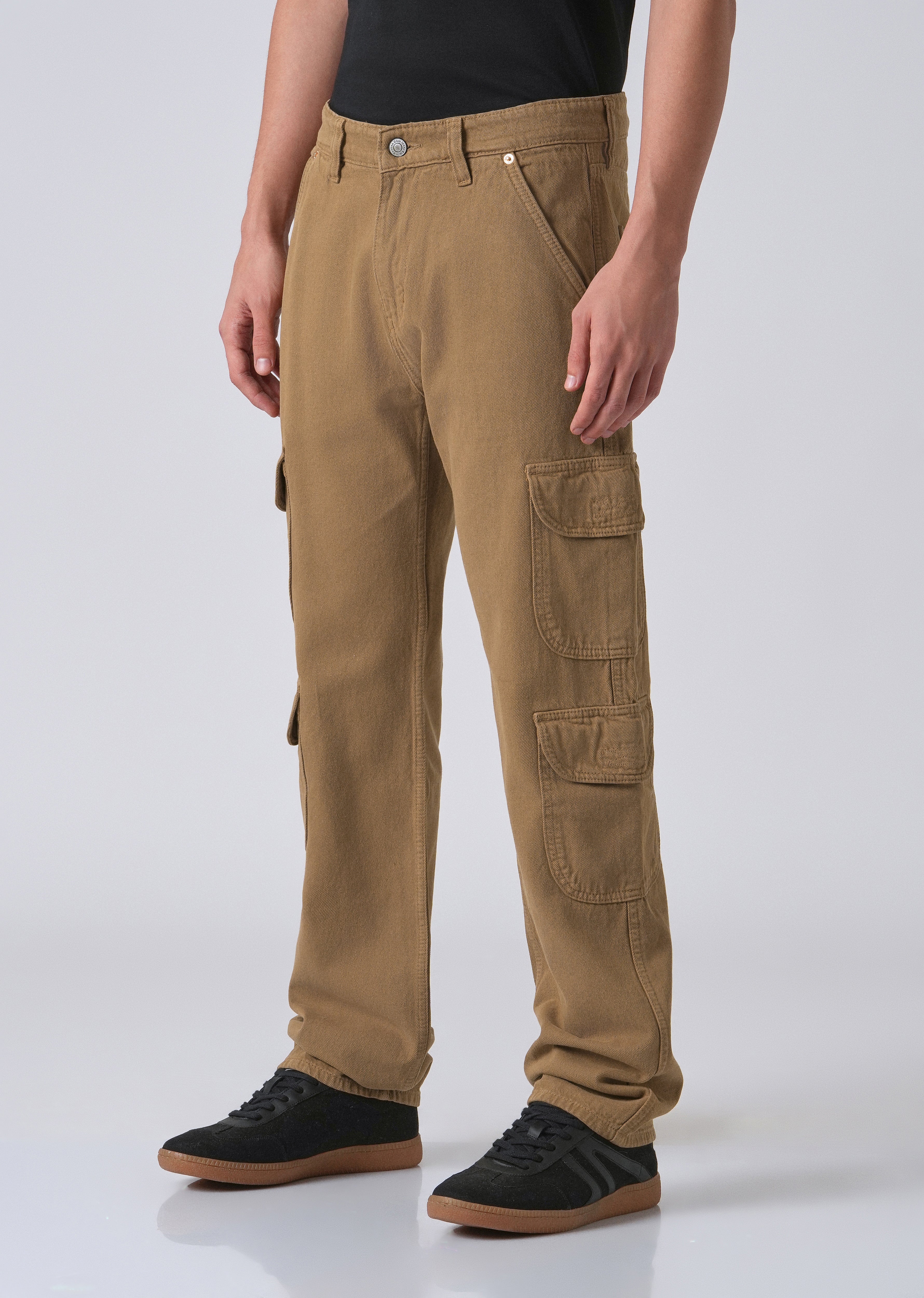 Brown Double Pocket Cargo Denim