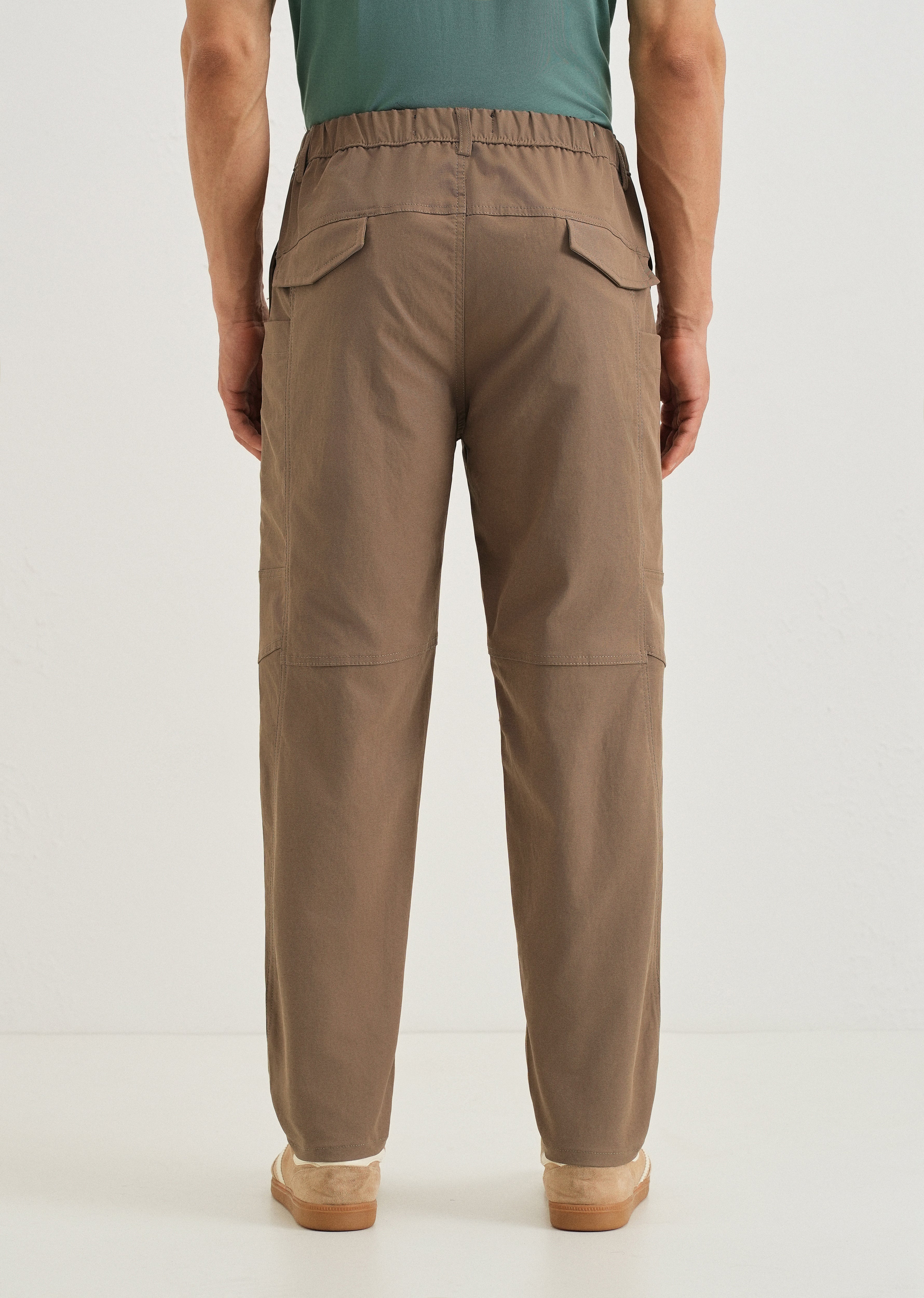 Brown Drawstring Panel Cargo Pant
