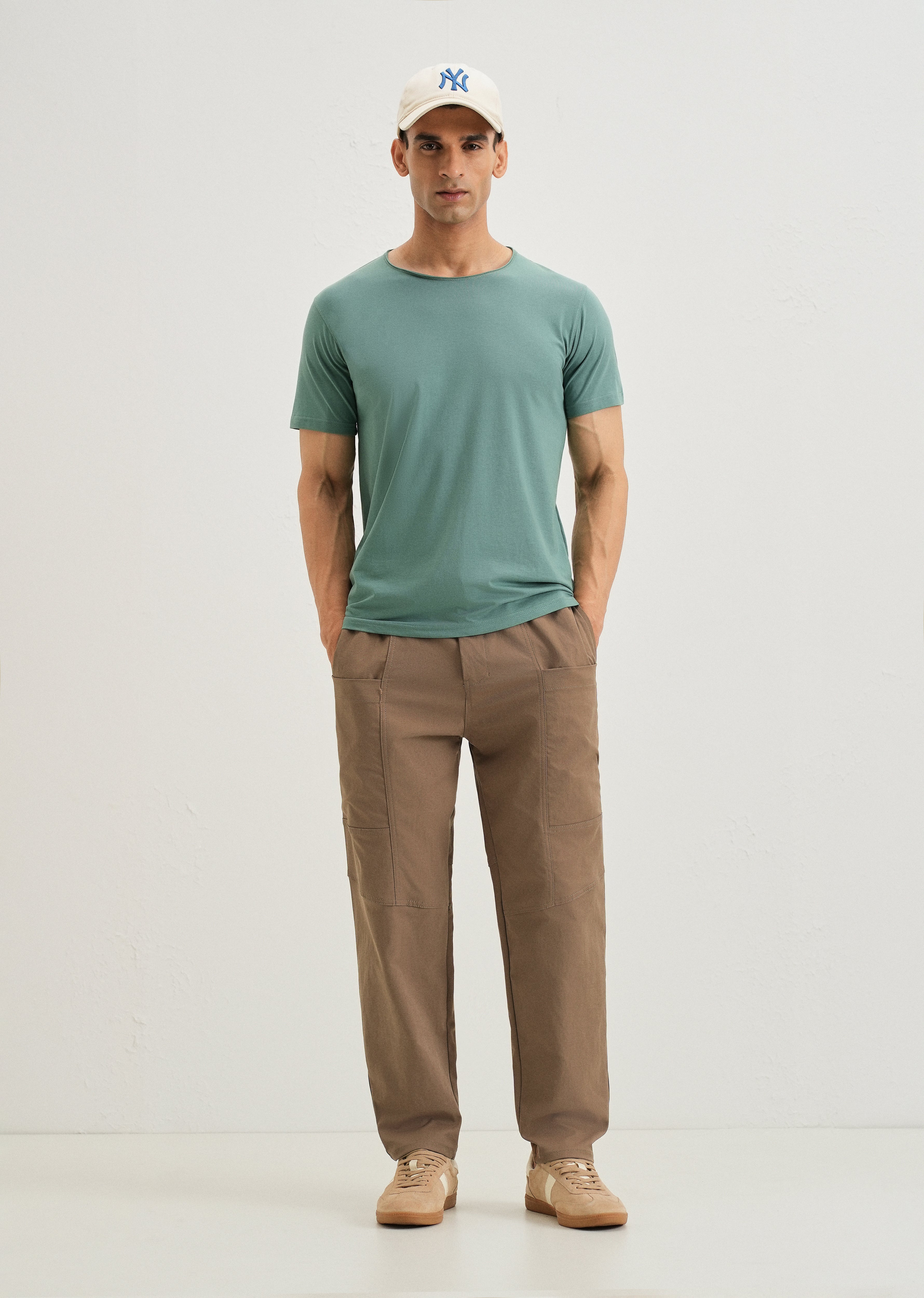 Brown Drawstring Panel Cargo Pant