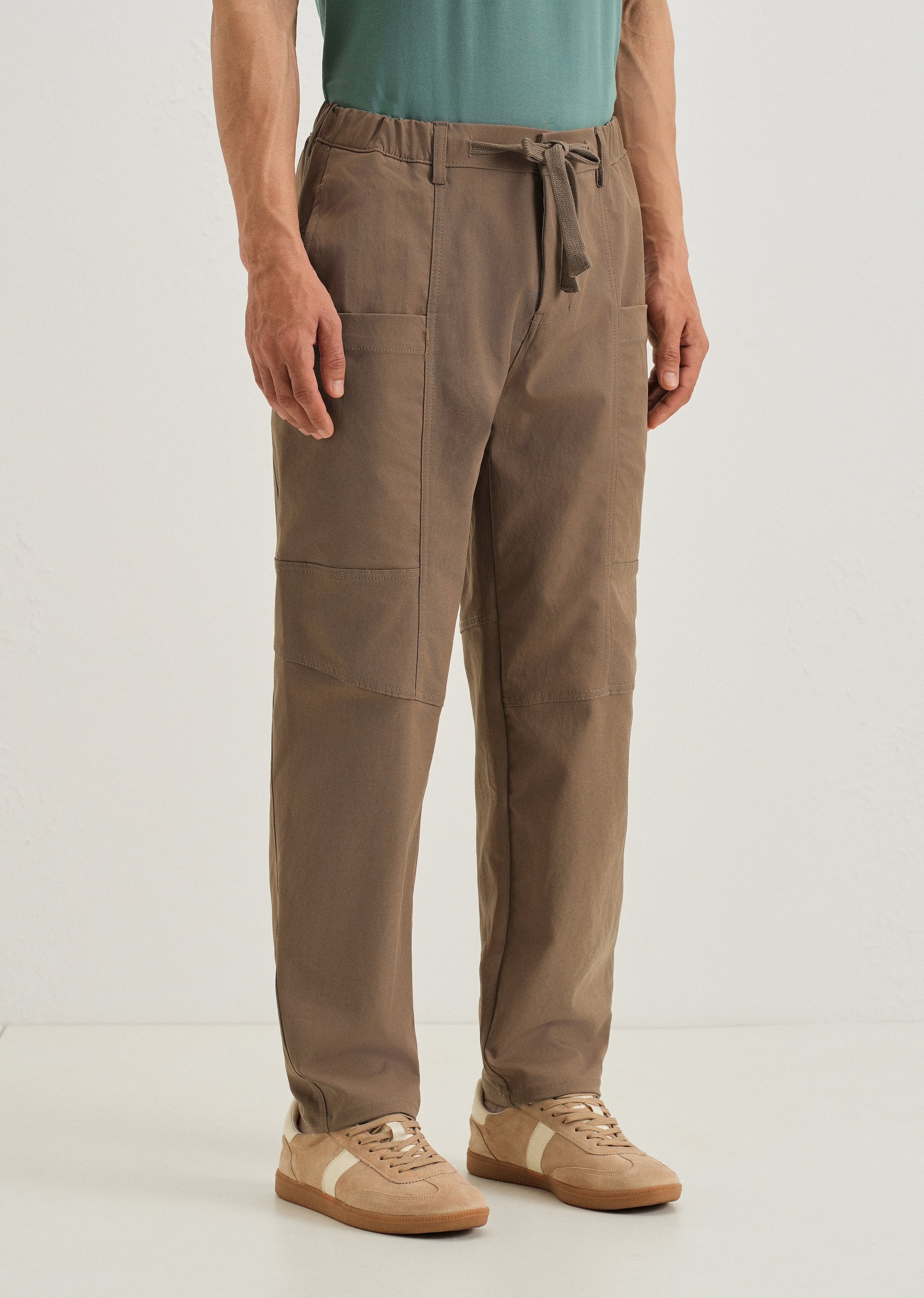 Brown Drawstring Panel Cargo Pant
