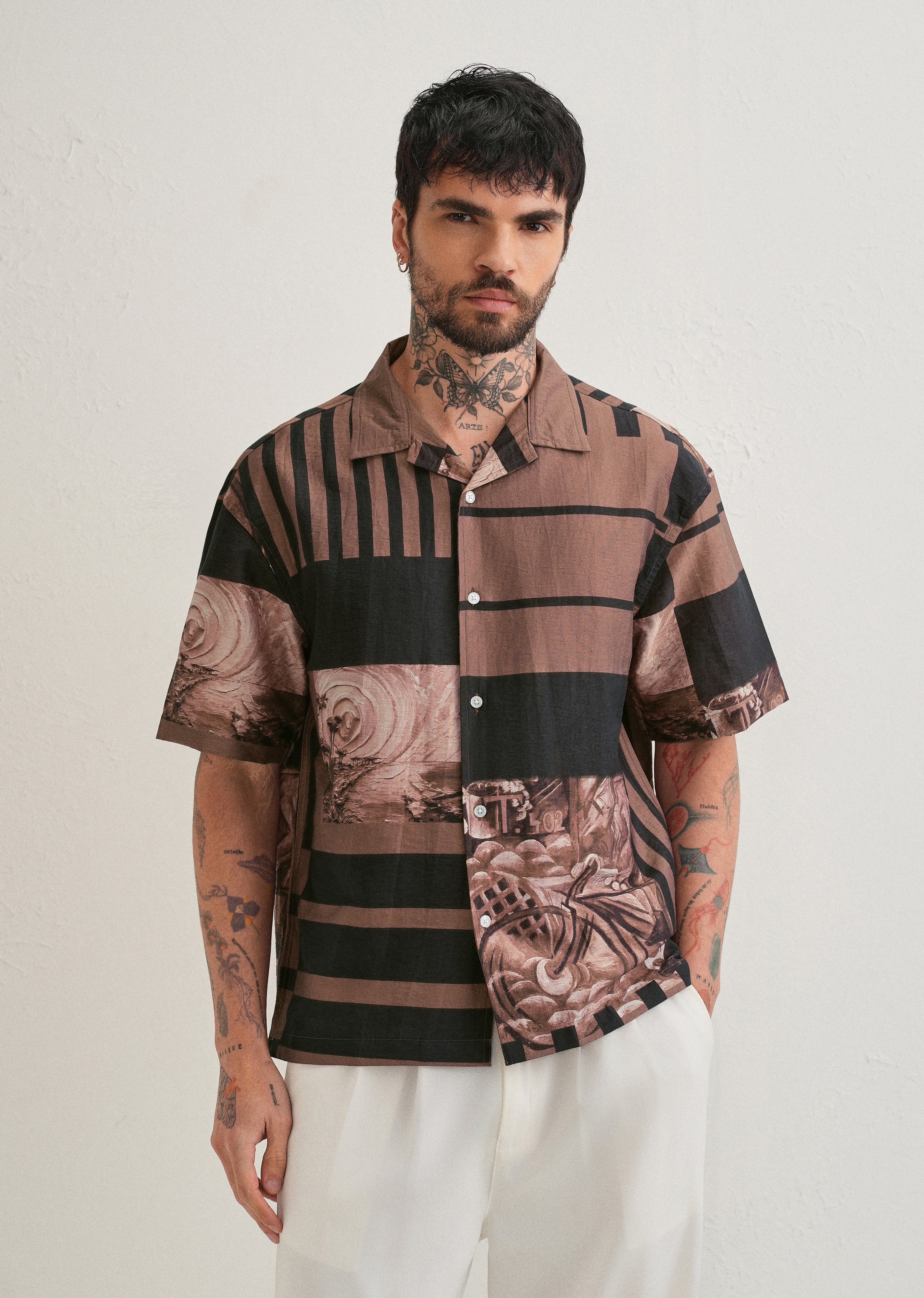 Brown Dual-Tone Printed Shirt