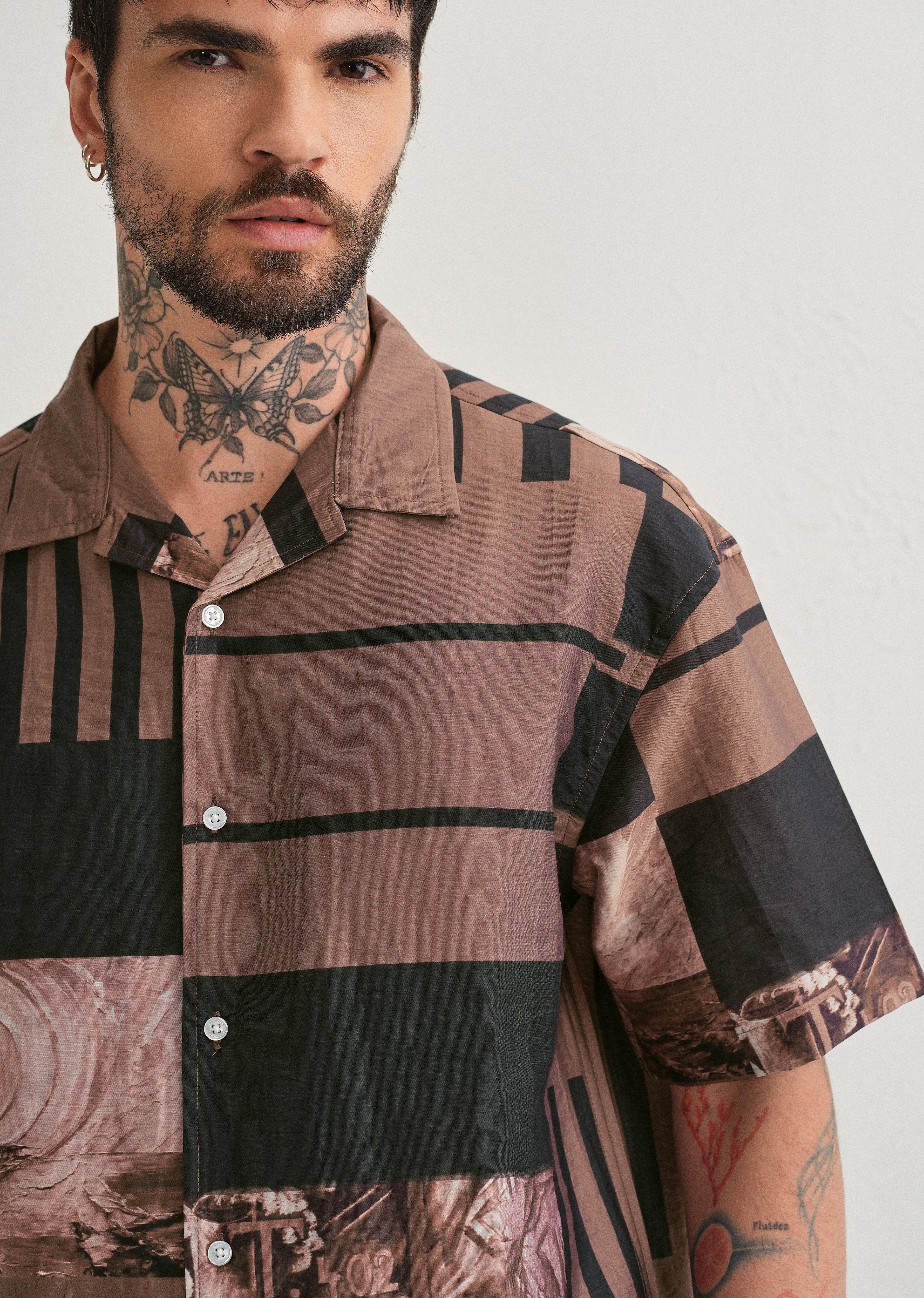 Brown Dual-Tone Printed Shirt