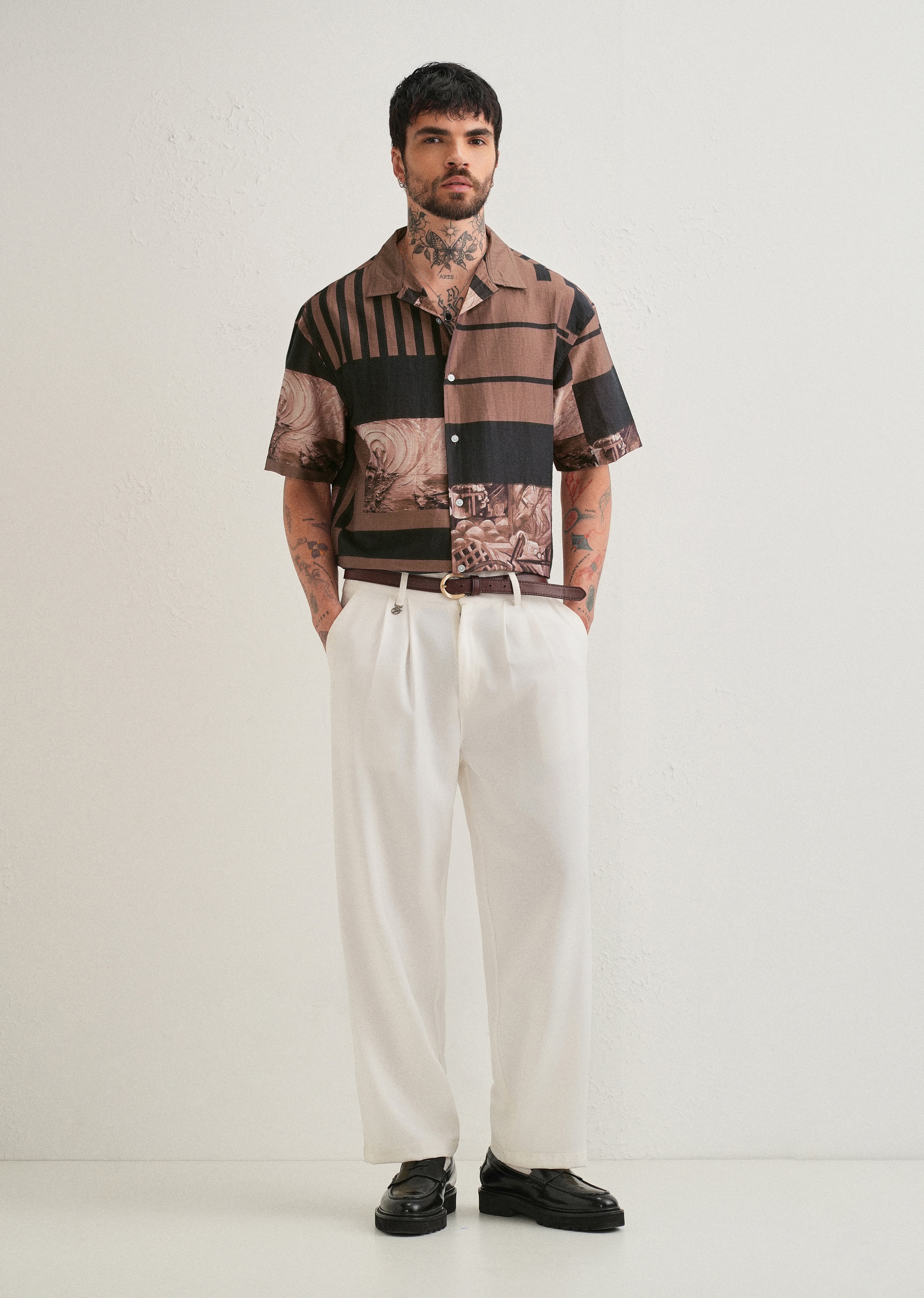 Brown Dual-Tone Printed Shirt