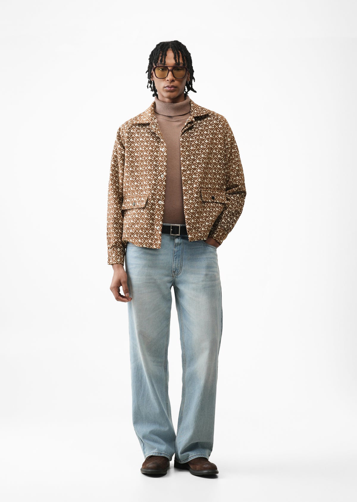 Brown Geometric Pattern Shacket