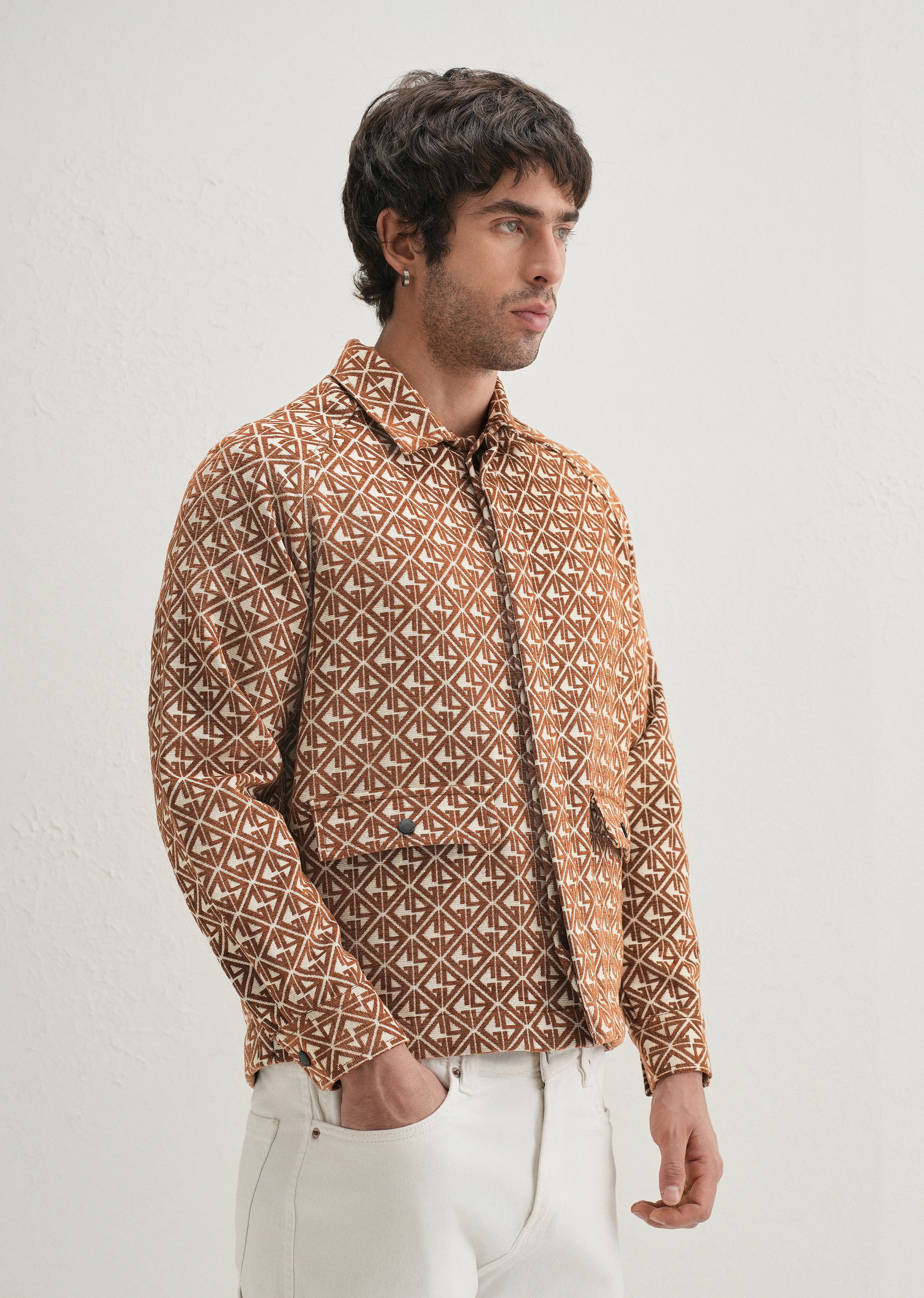 Brown Geometric Pattern Shacket
