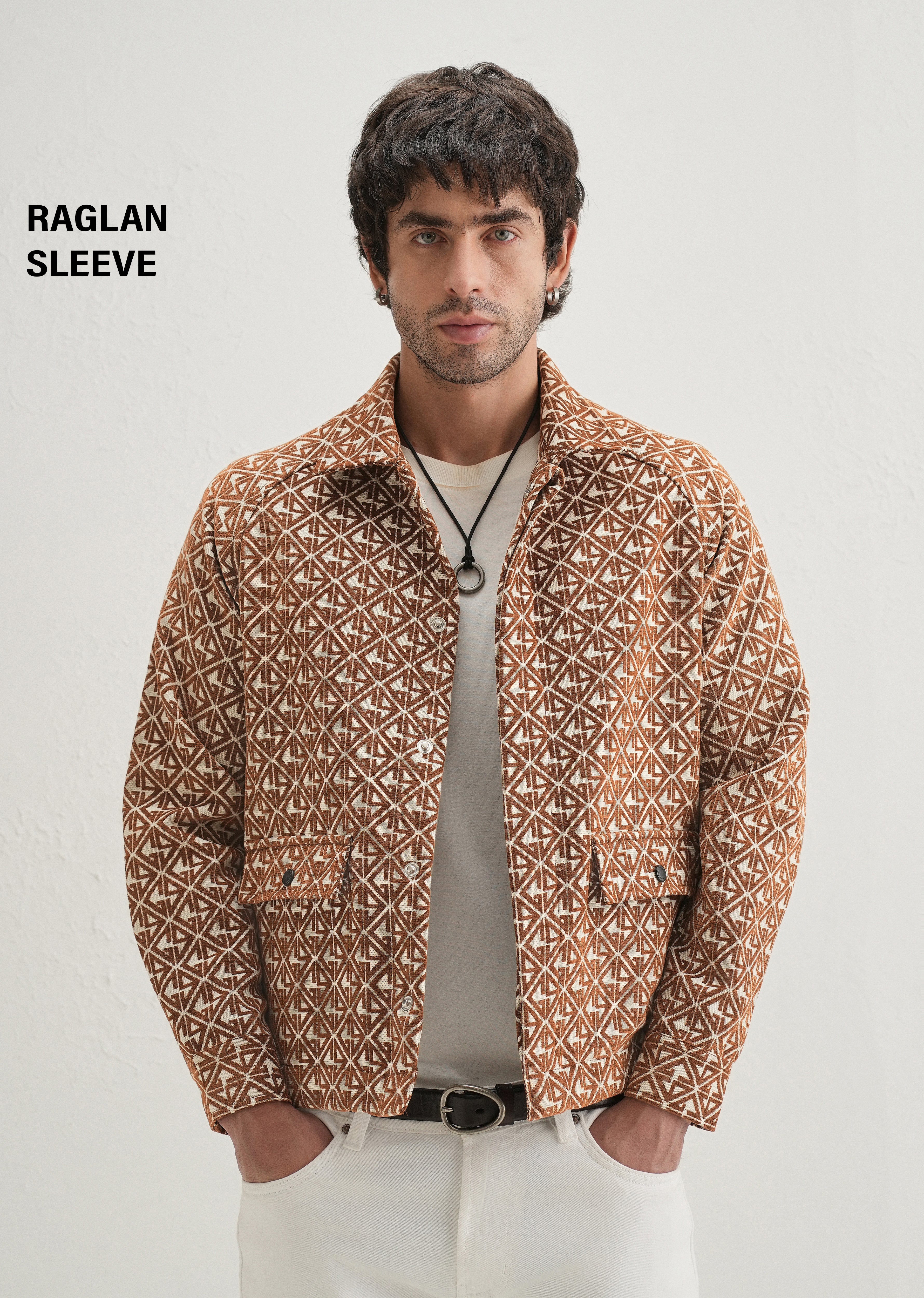 Brown Geometric Pattern Shacket