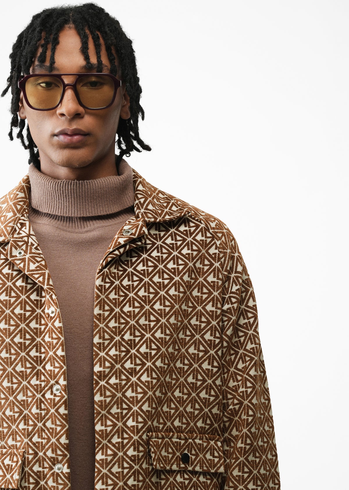 Brown Geometric Pattern Shacket