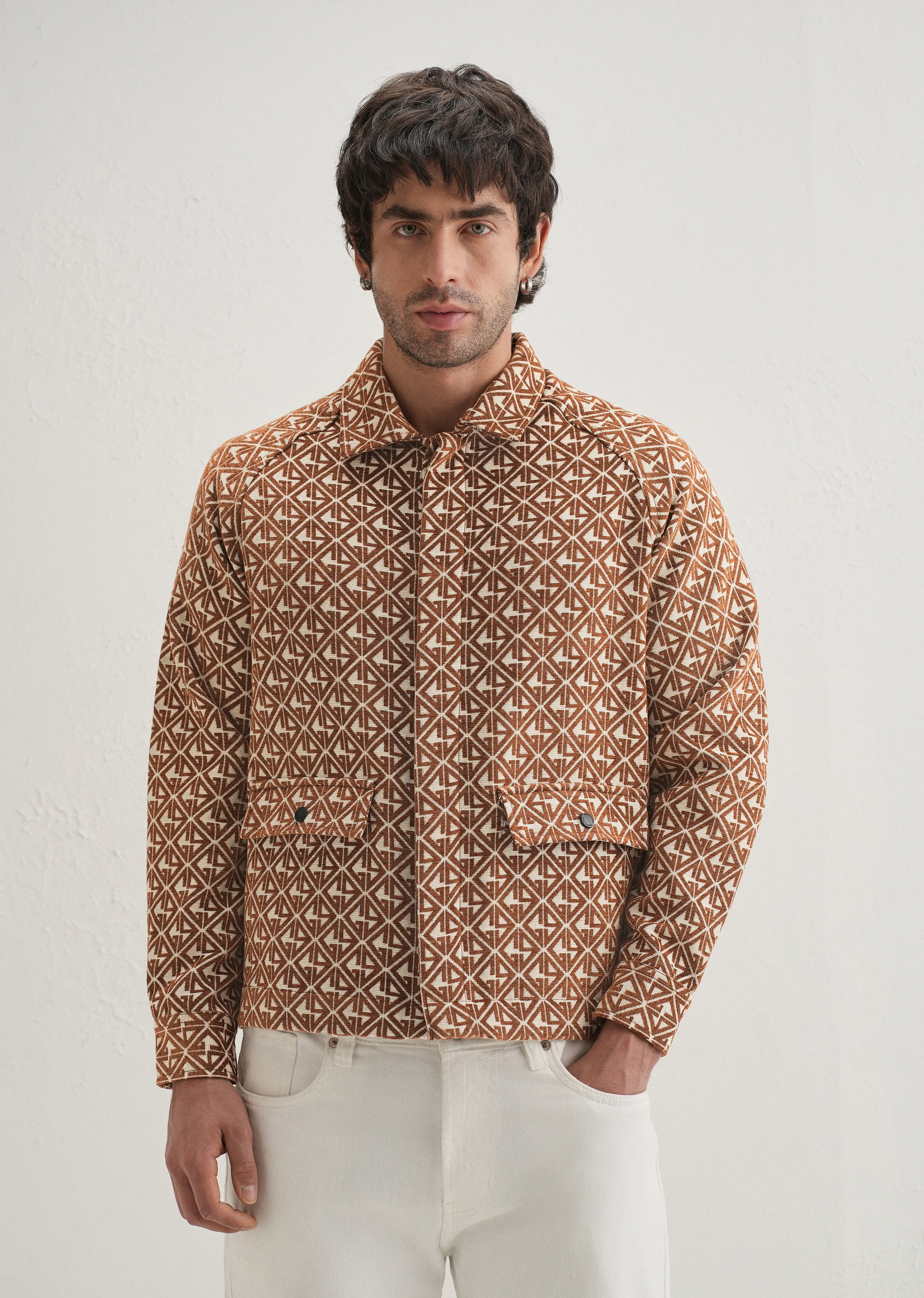 Brown Geometric Pattern Shacket
