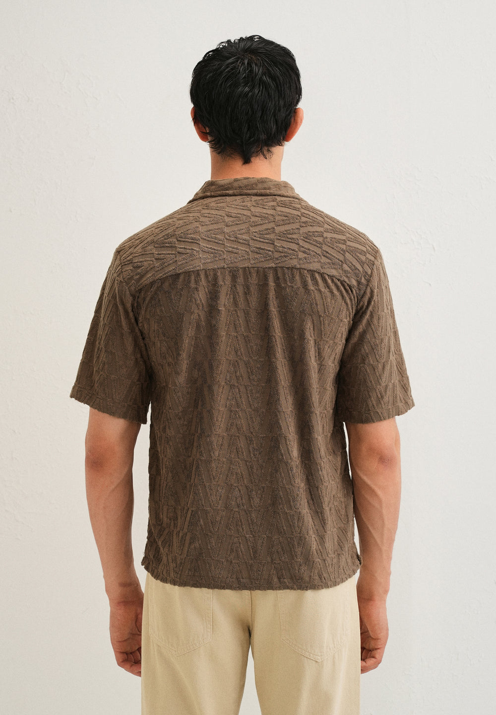 Brown Jacquard Knitted Shirt