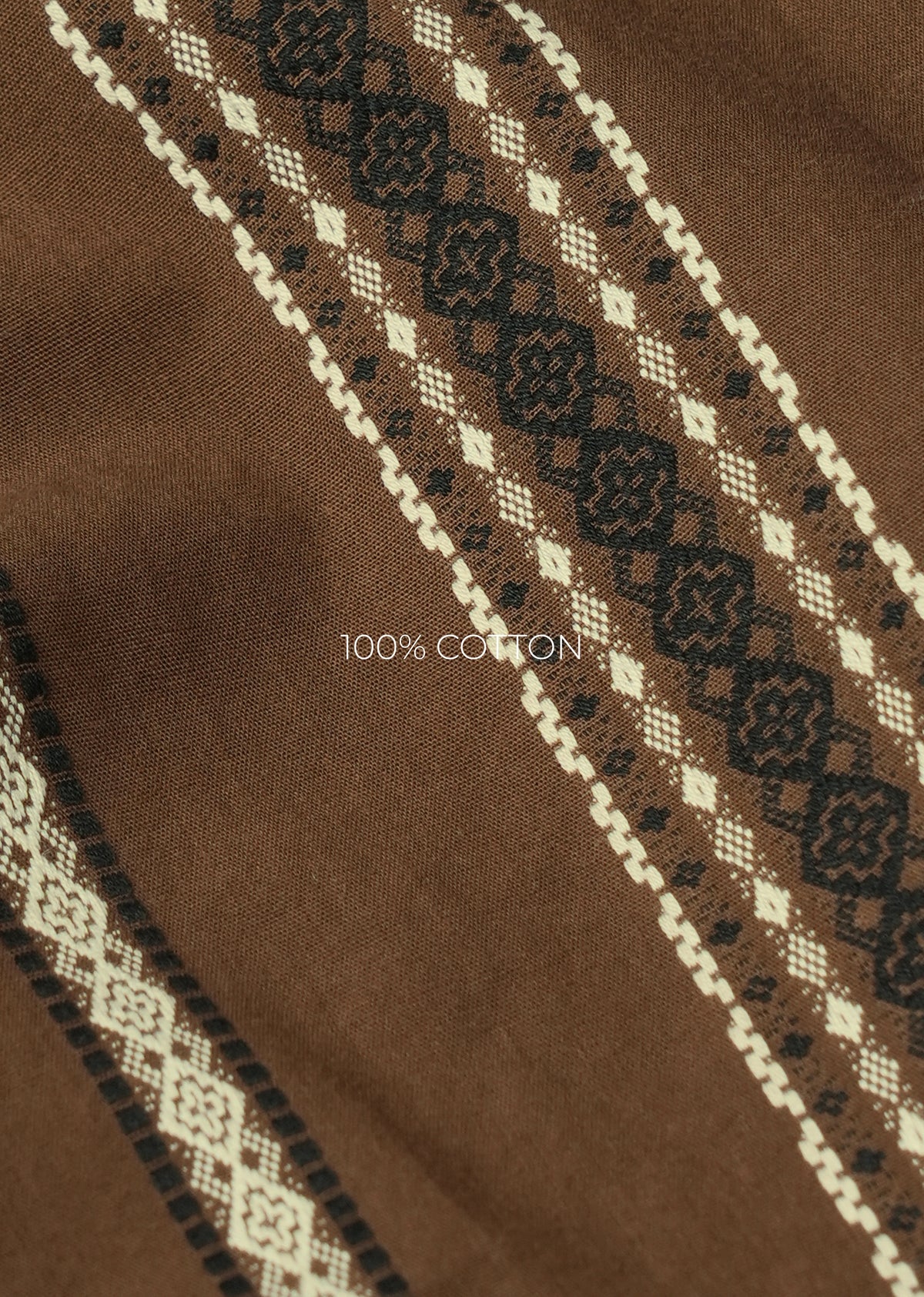 Brown Jacquard Stripe Cotton Shirt