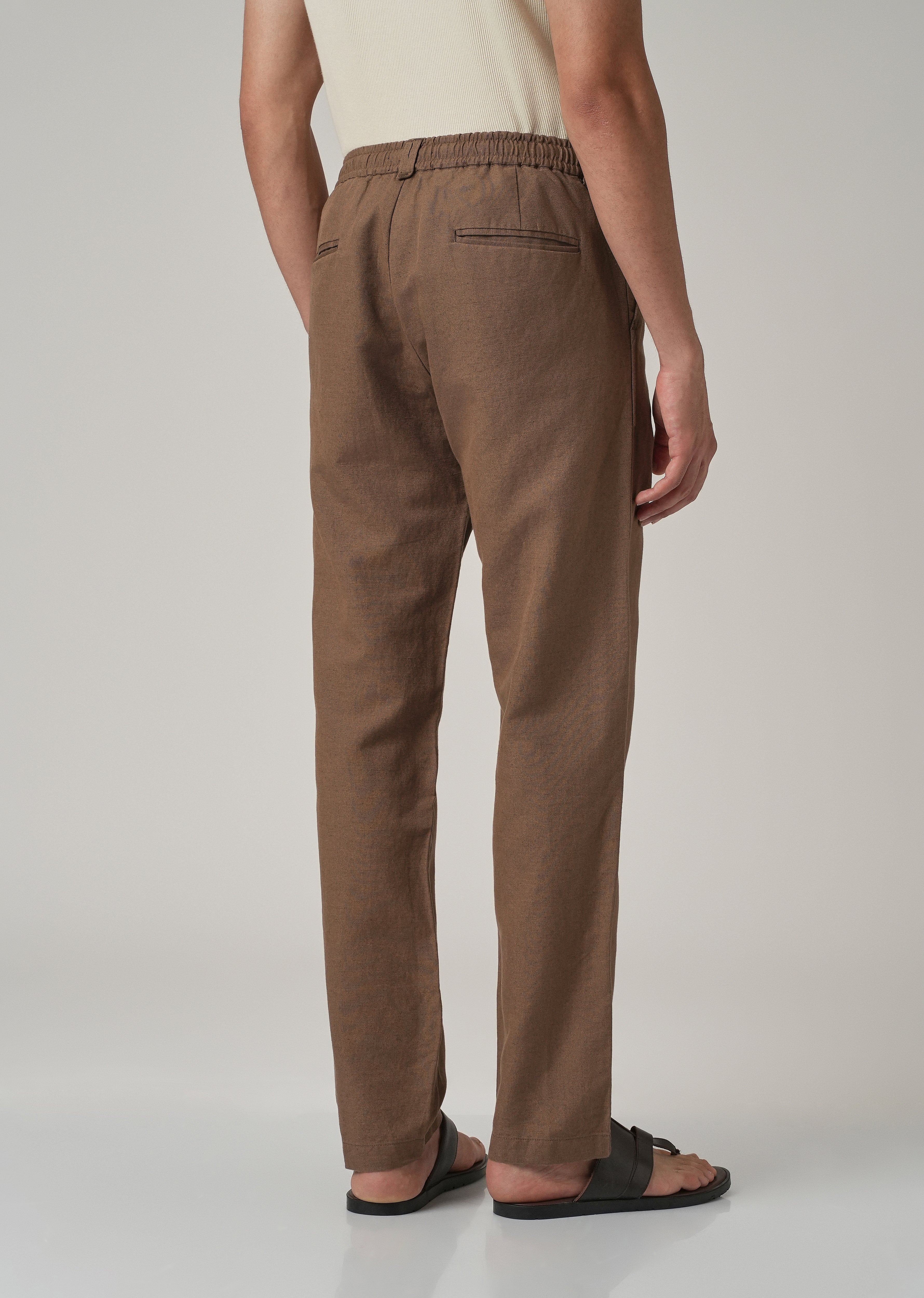 Brown Linen Relaxed Fit Trouser