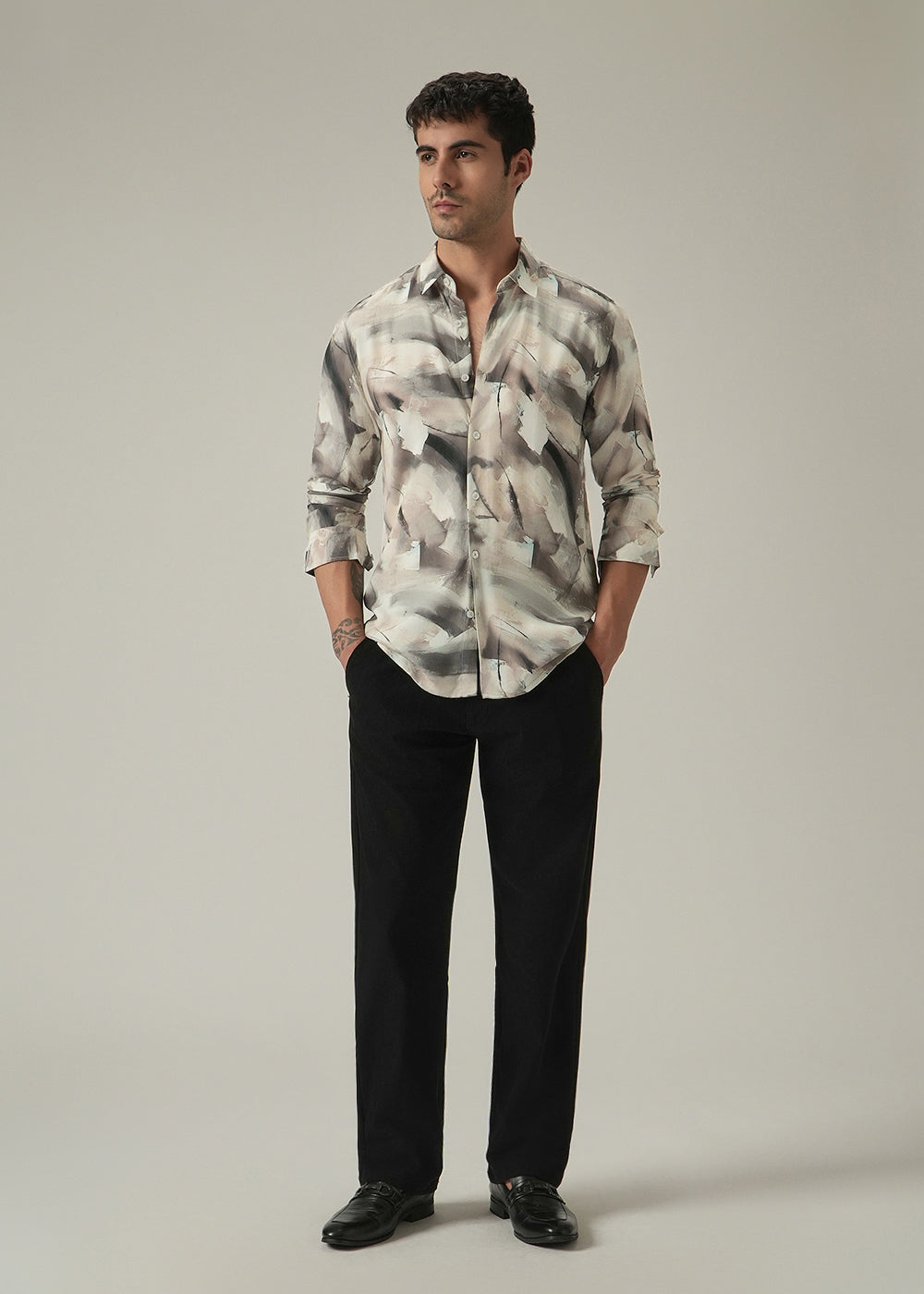 Brown Monochrome Print Shirt