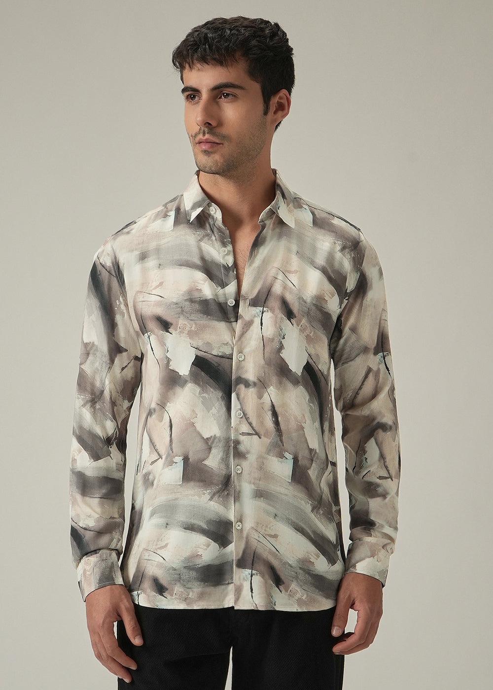 Brown Monochrome Print Shirt