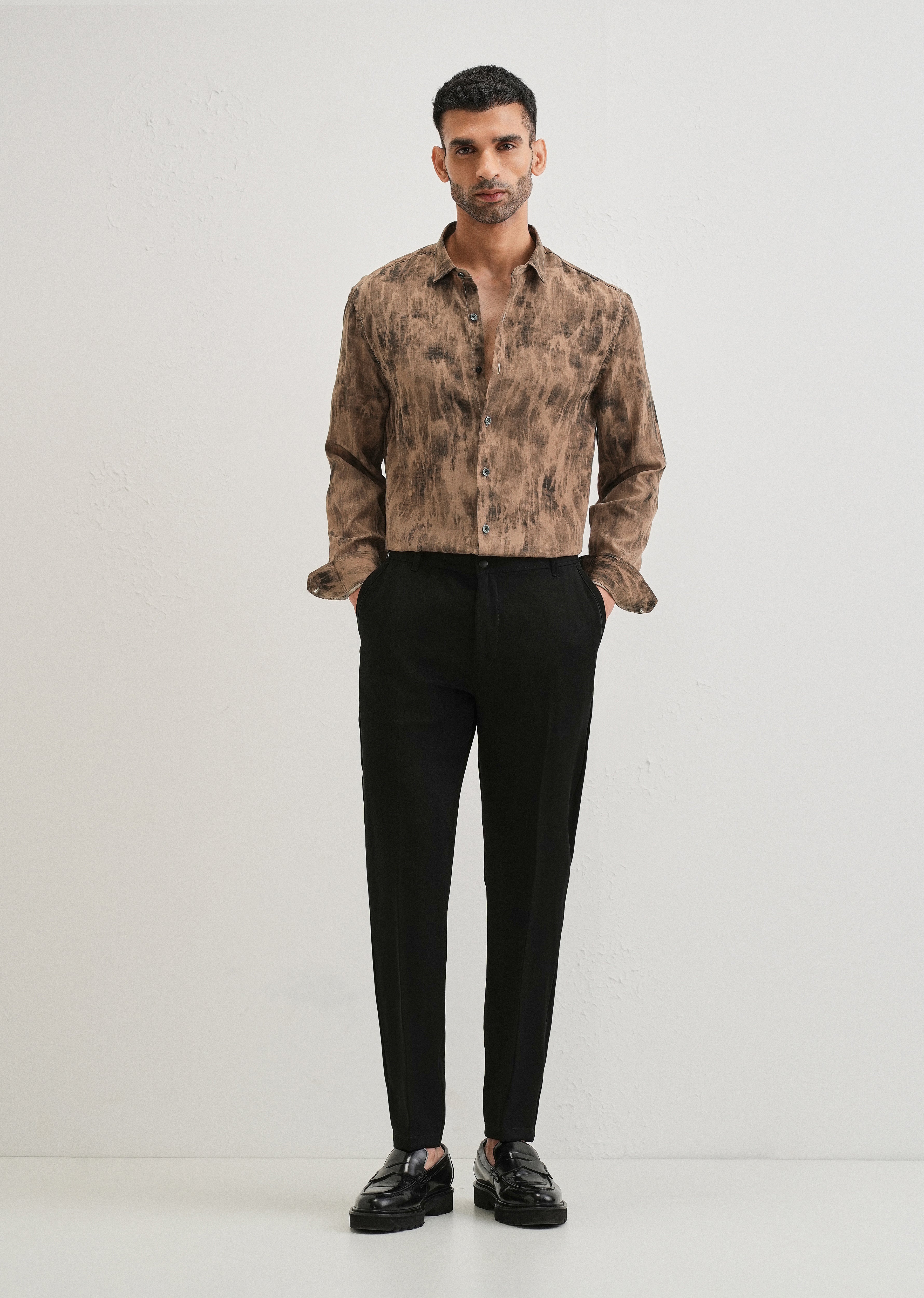 Brown Multi Tone Abstract Printed Shirt