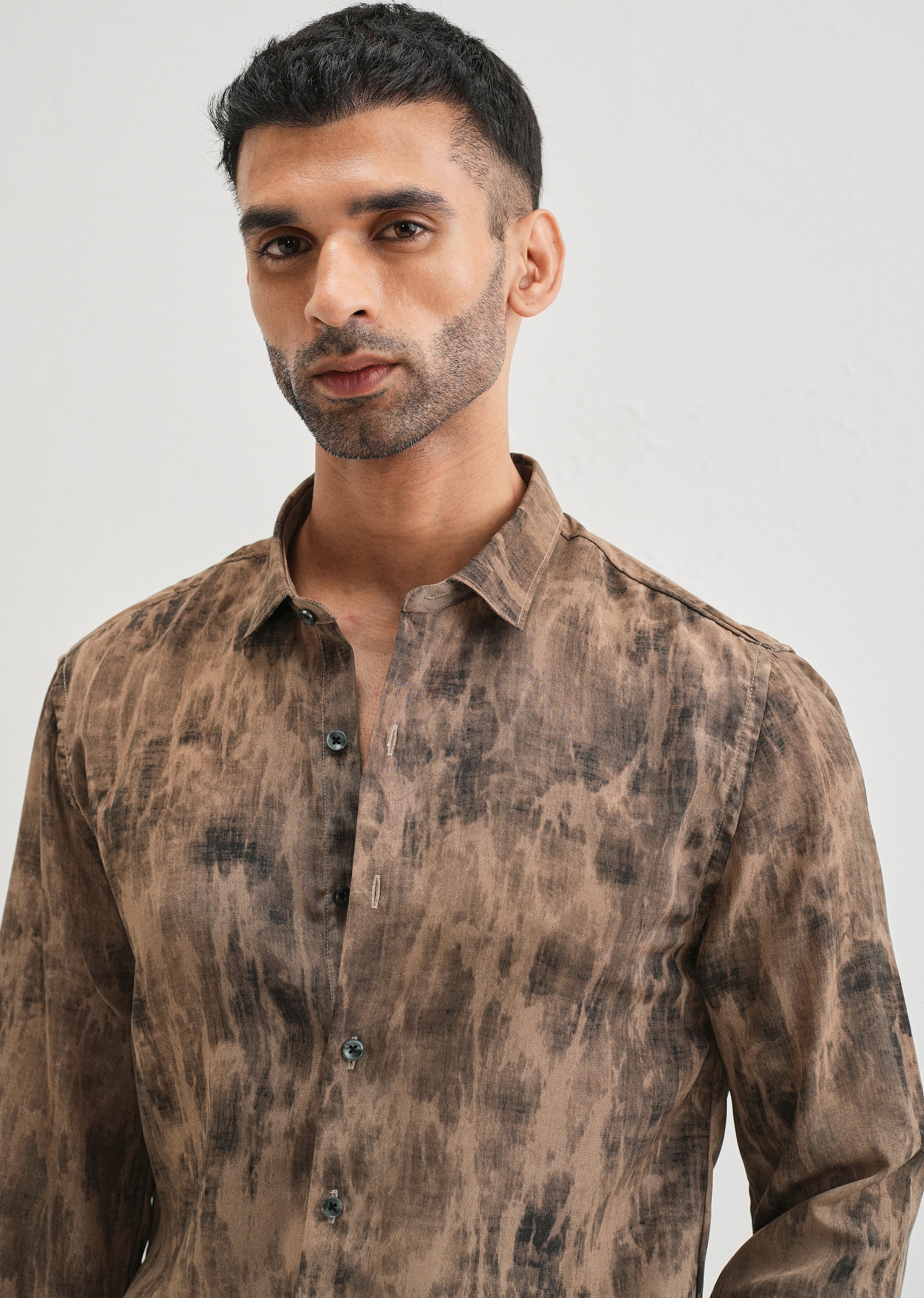 Brown Multi Tone Abstract Printed Shirt