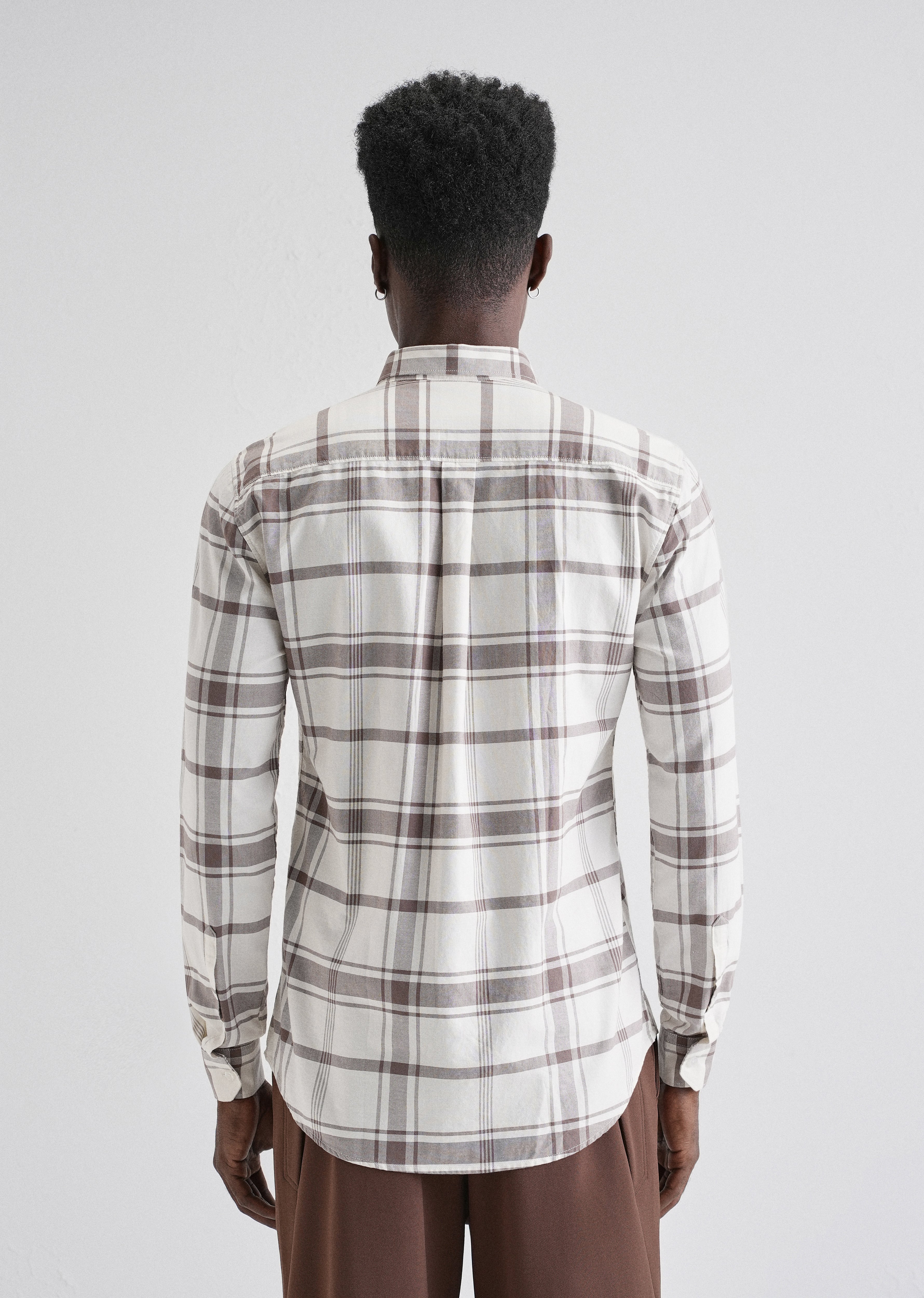 Brown Oxford Cotton Check Shirt