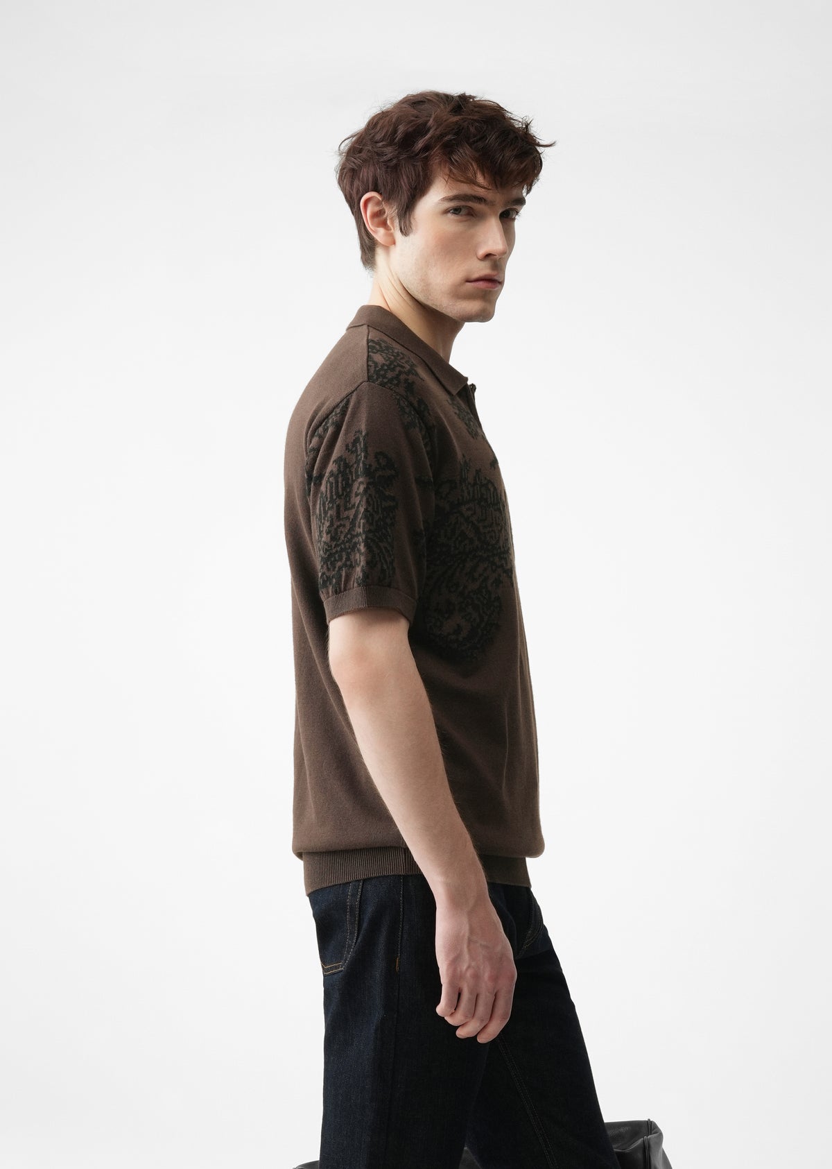 Brown Paisley Quarter Zipper Polo