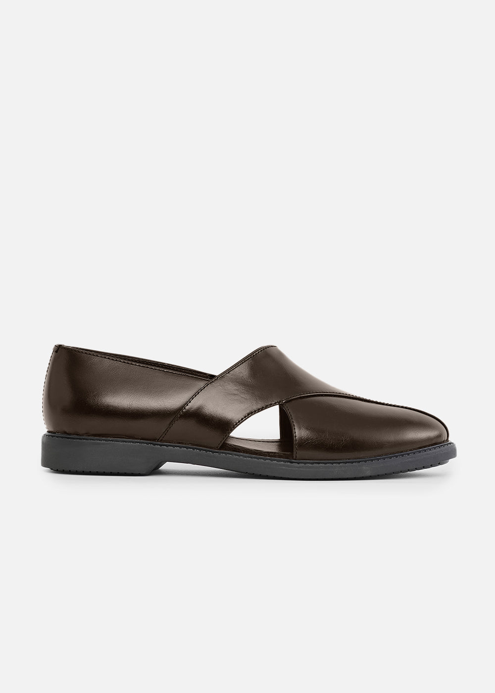 Brown Panel Cut Slip-On Shoes