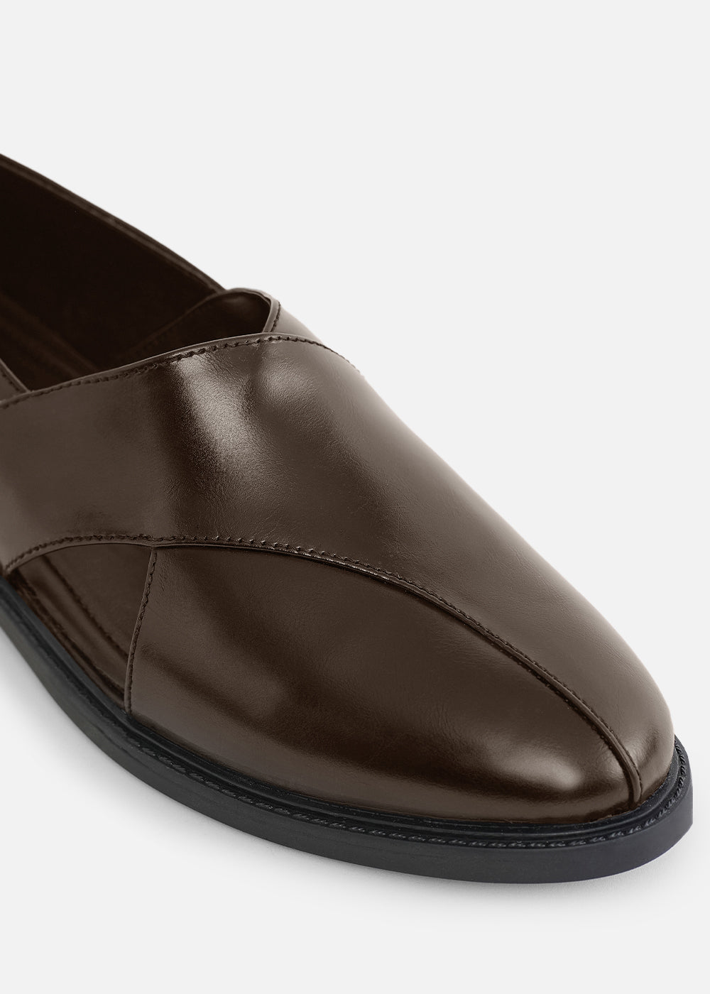 Brown Panel Cut Slip-On Shoes