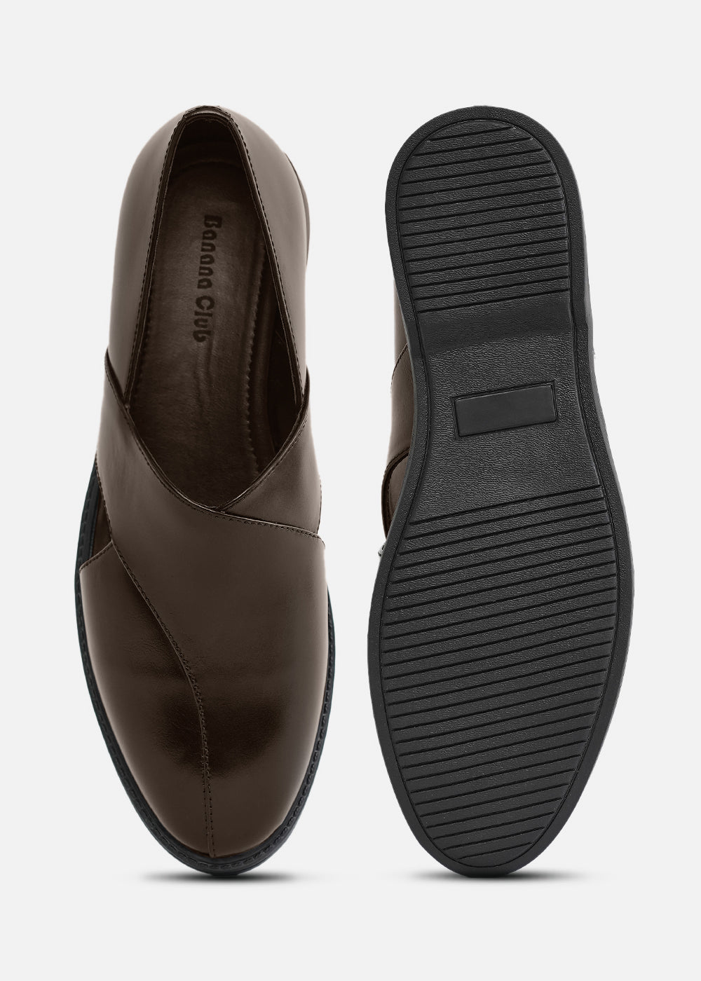 Brown Panel Cut Slip-On Shoes