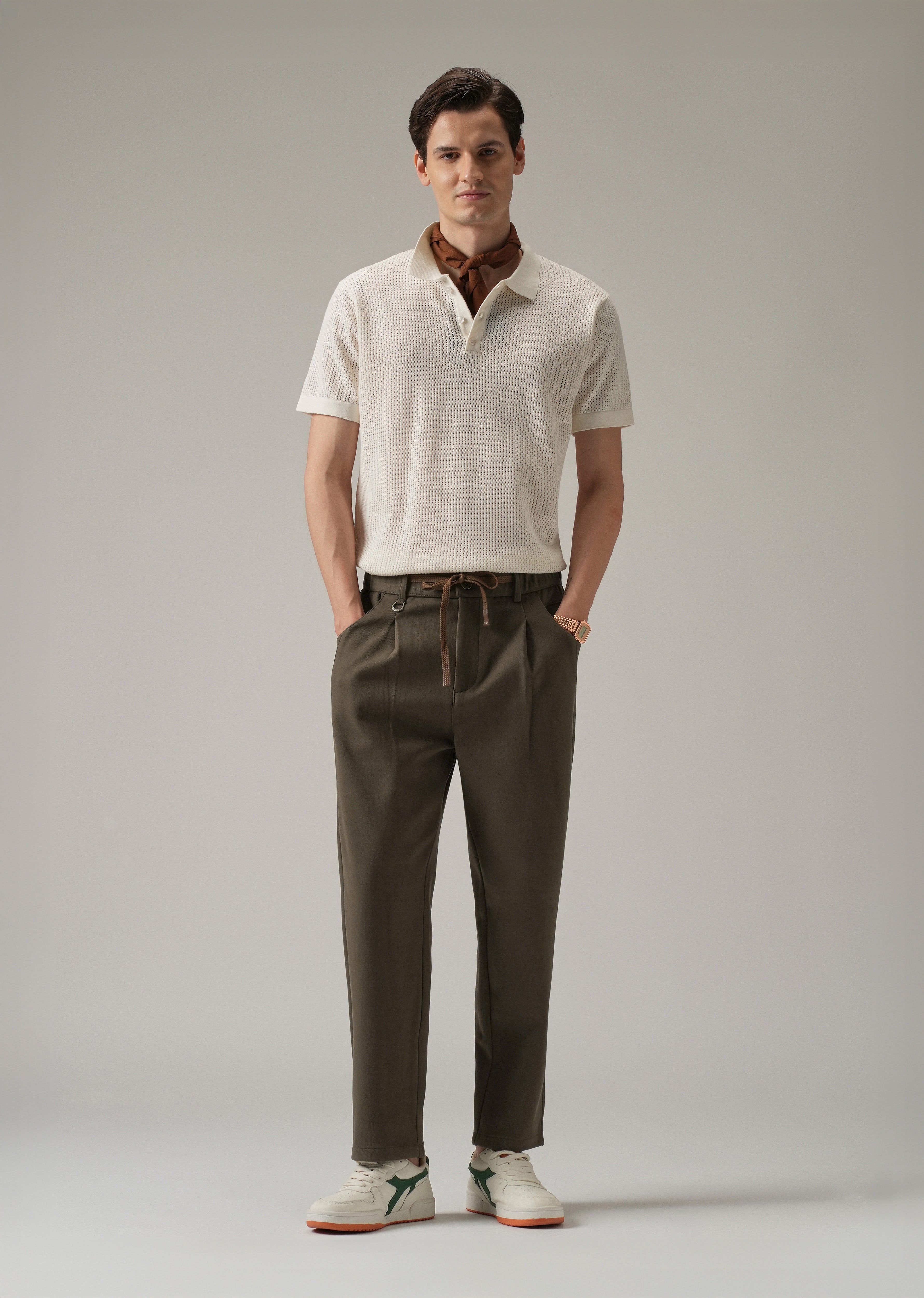 Brown Pin Stripe Suede Pant