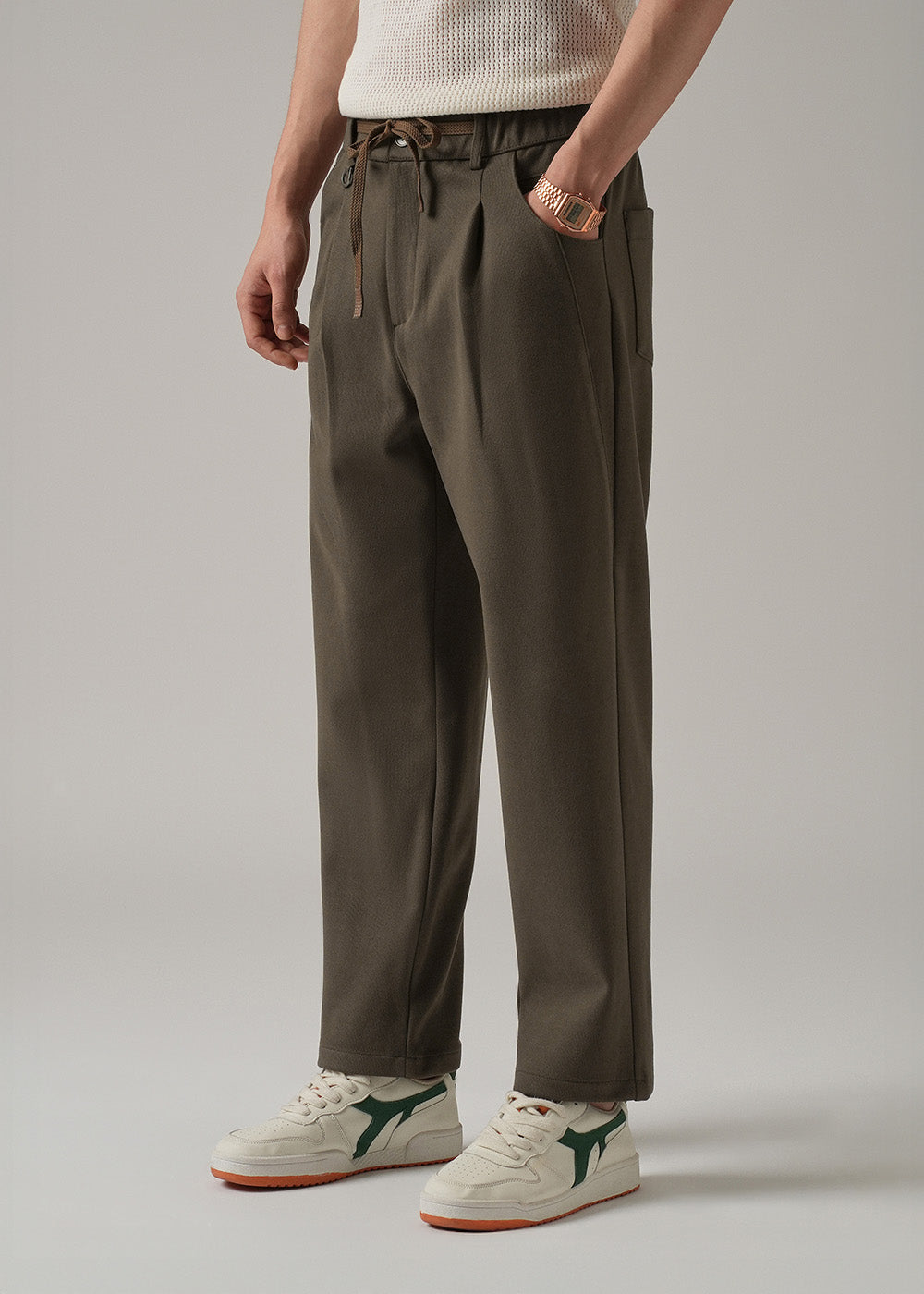 Brown Pin Stripe Suede Pant
