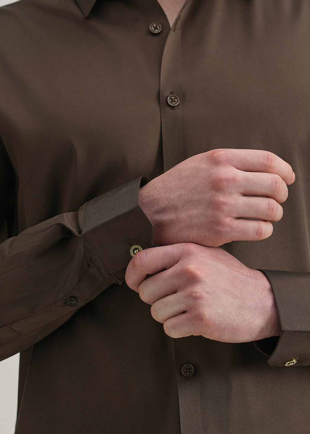 Brown Plain Stitchless Placket Shirt