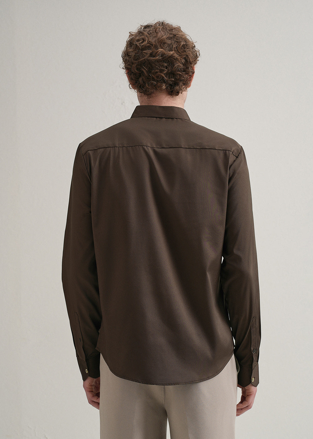 Brown Plain Stitchless Placket Shirt