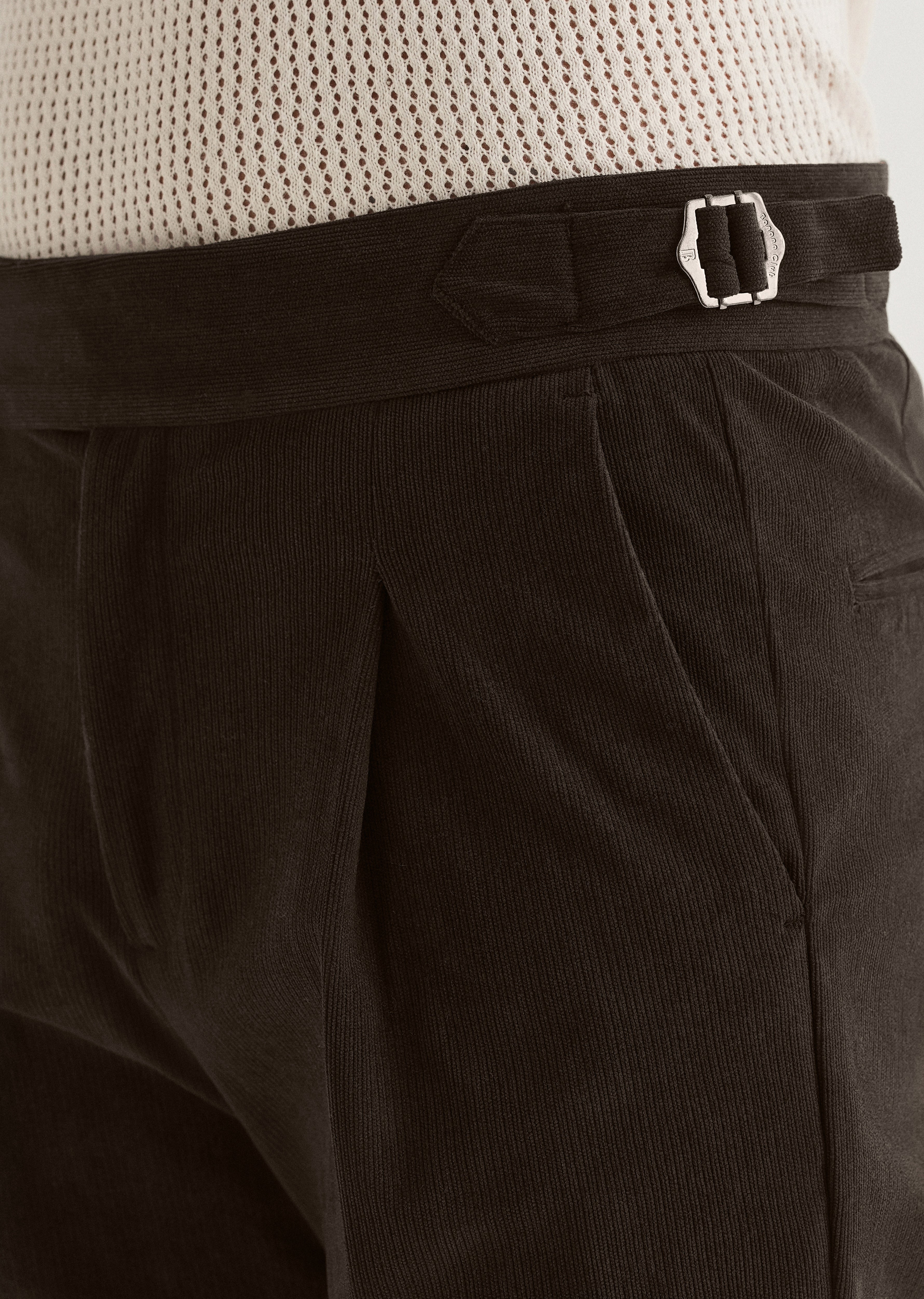 Brown Pleated Corduroy Gurkha Pant