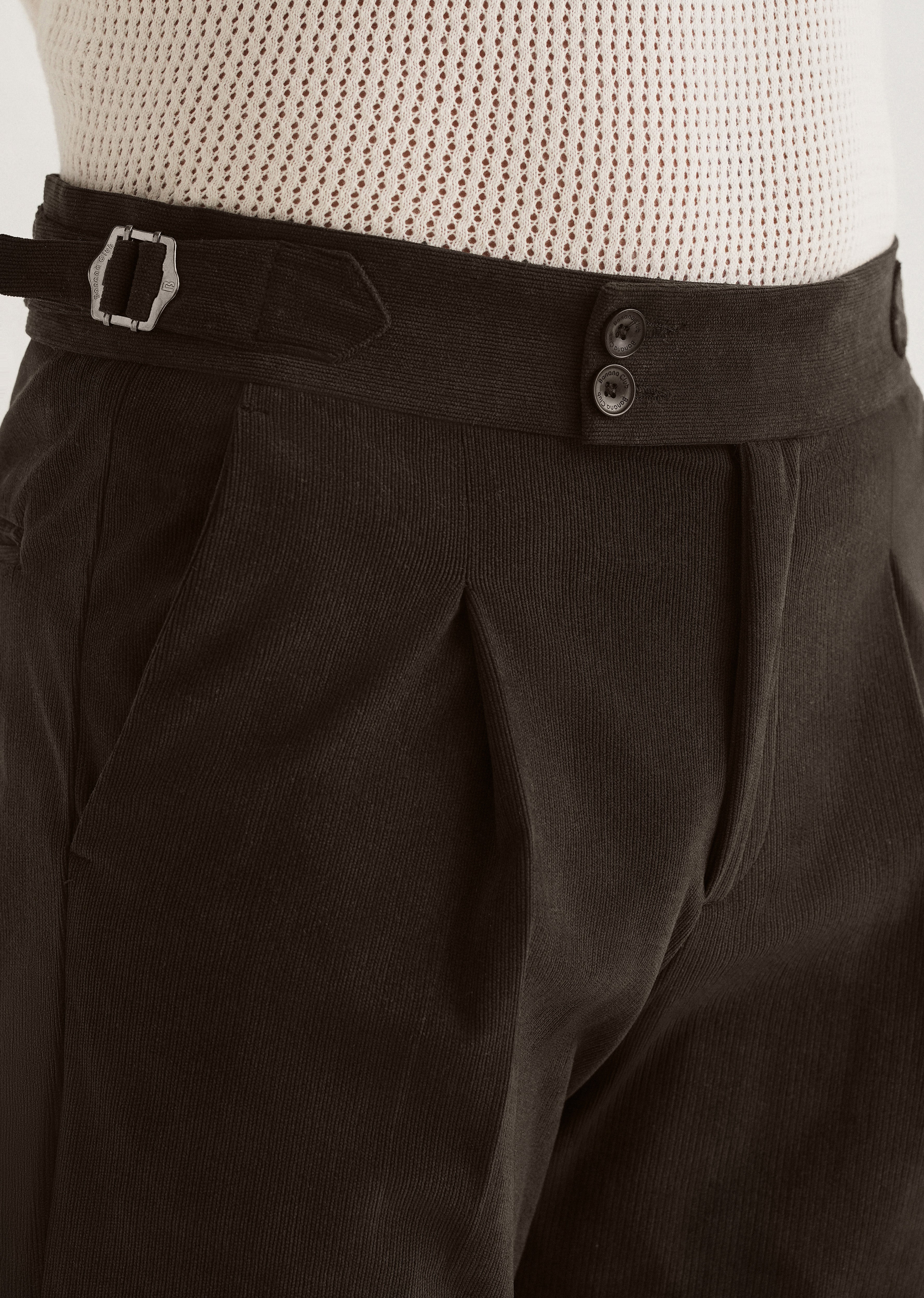 Brown Pleated Corduroy Gurkha Pant