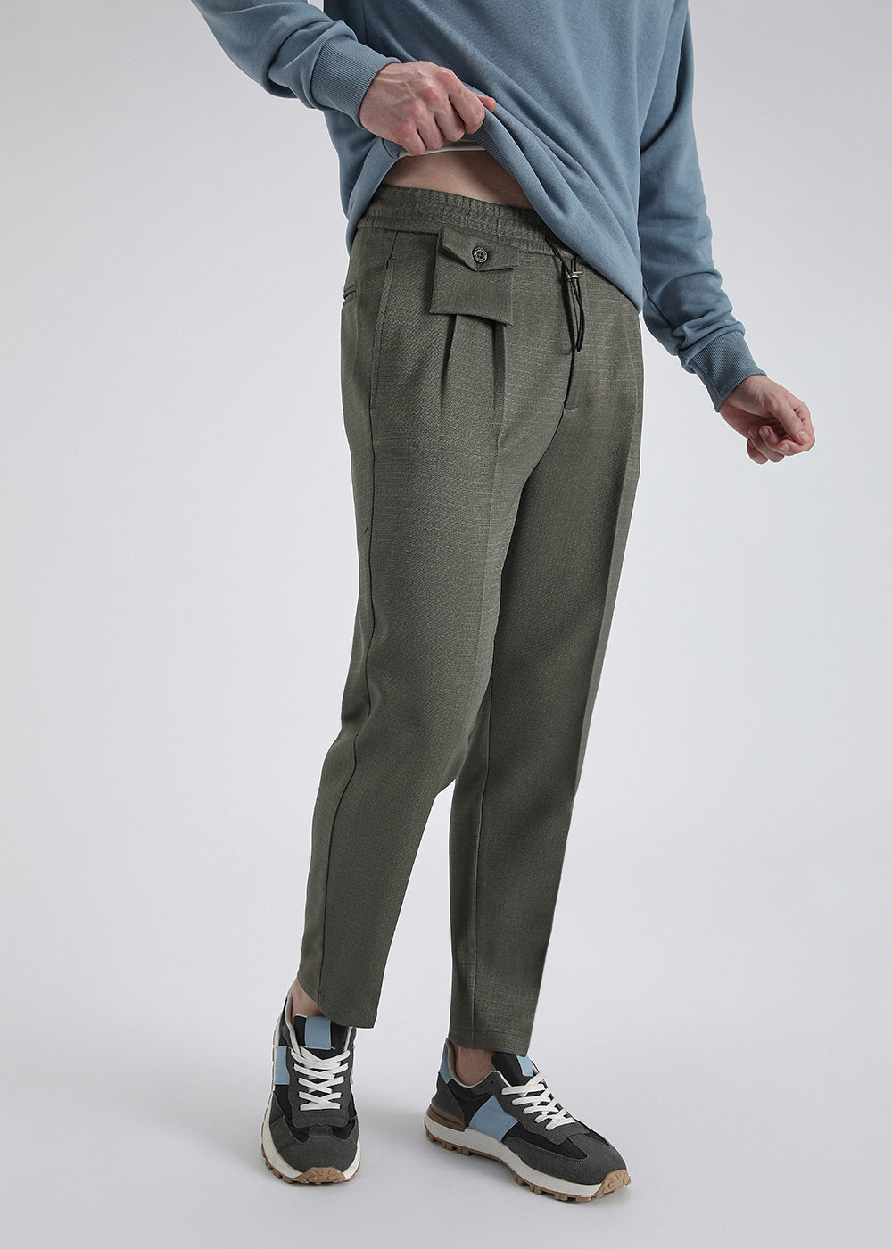 Dark Green Pleated Korean Pant