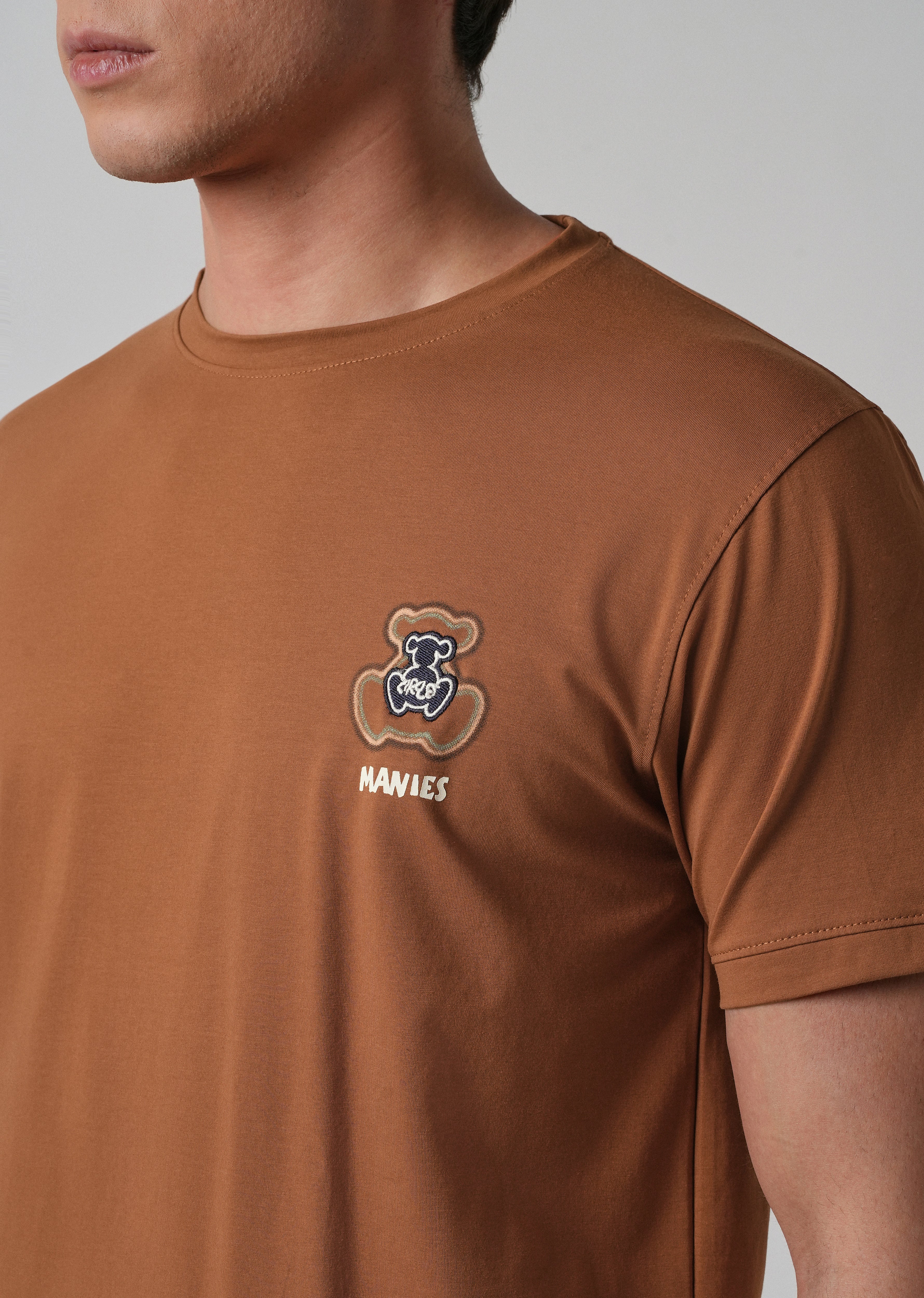 Brown Embossed Printed Slim Fit T-shirt