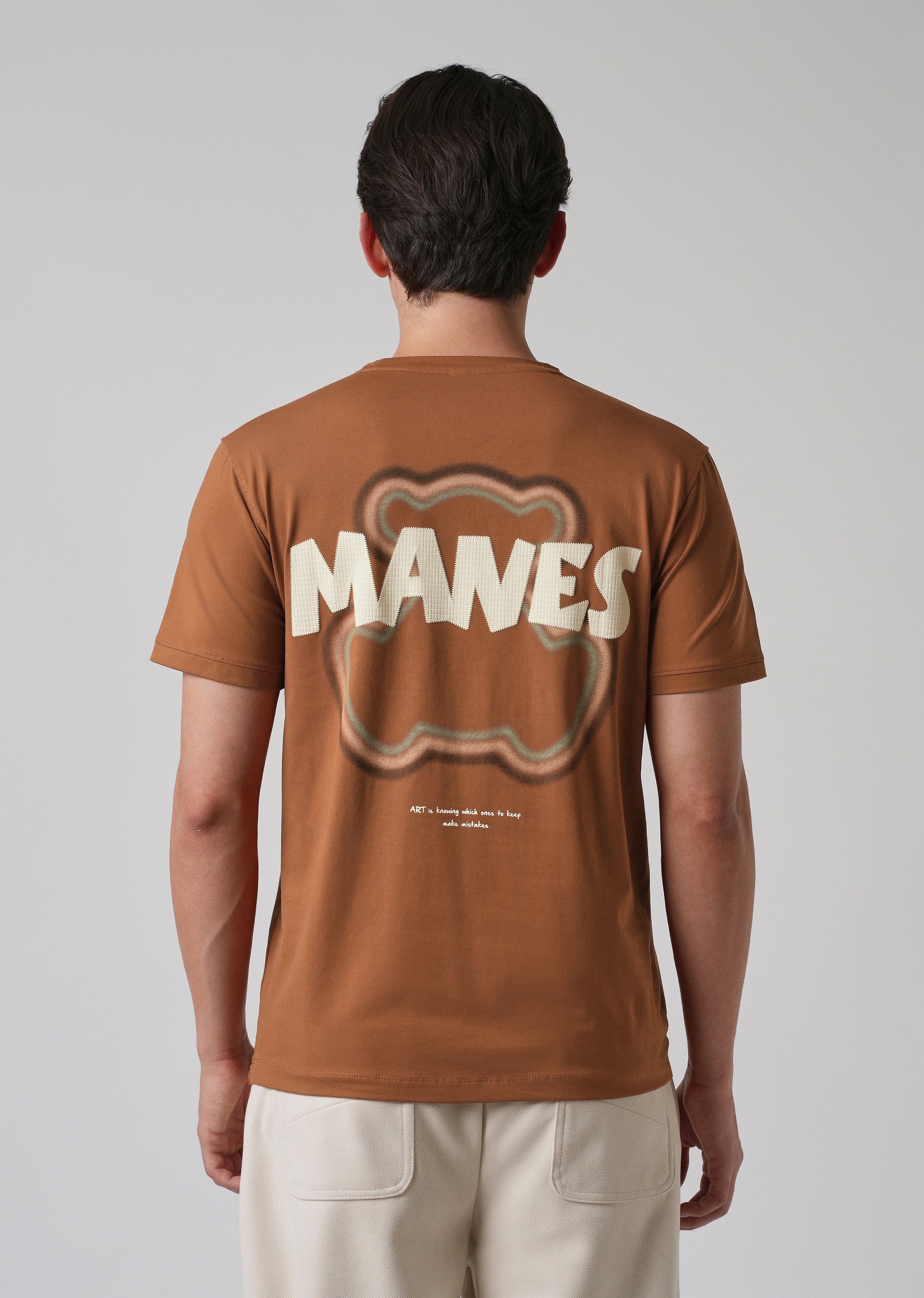 Brown Embossed Printed Slim Fit T-shirt
