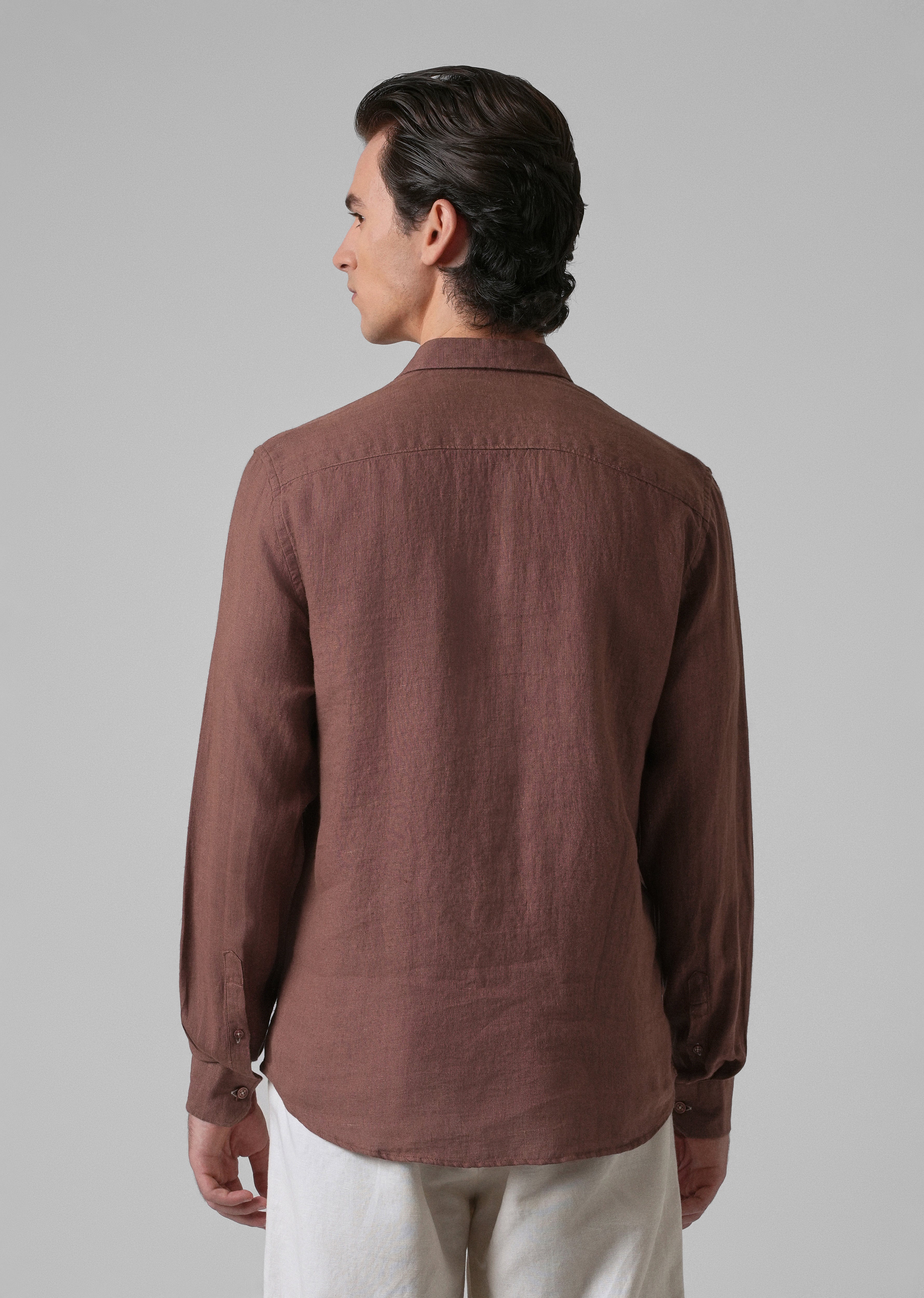 Brown Pure Linen Shirt