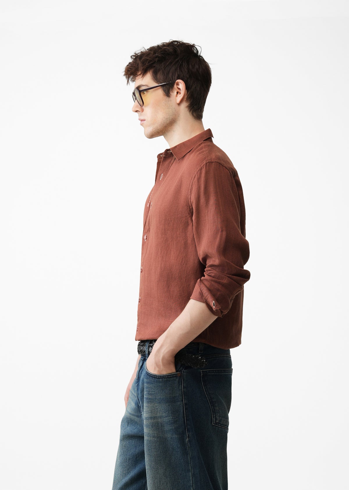 Brown 100% Pure Linen Shirt