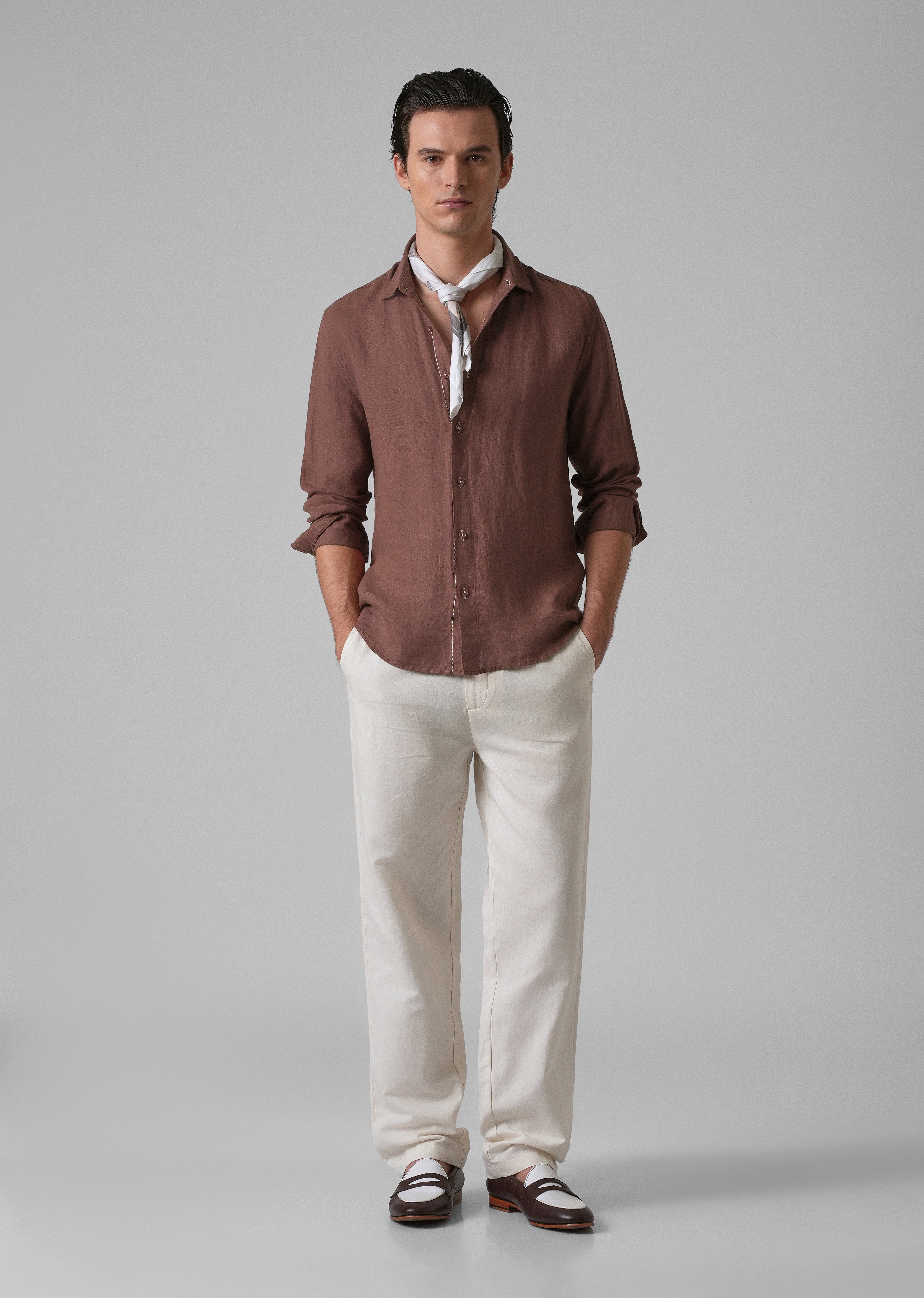 Brown Pure Linen Shirt