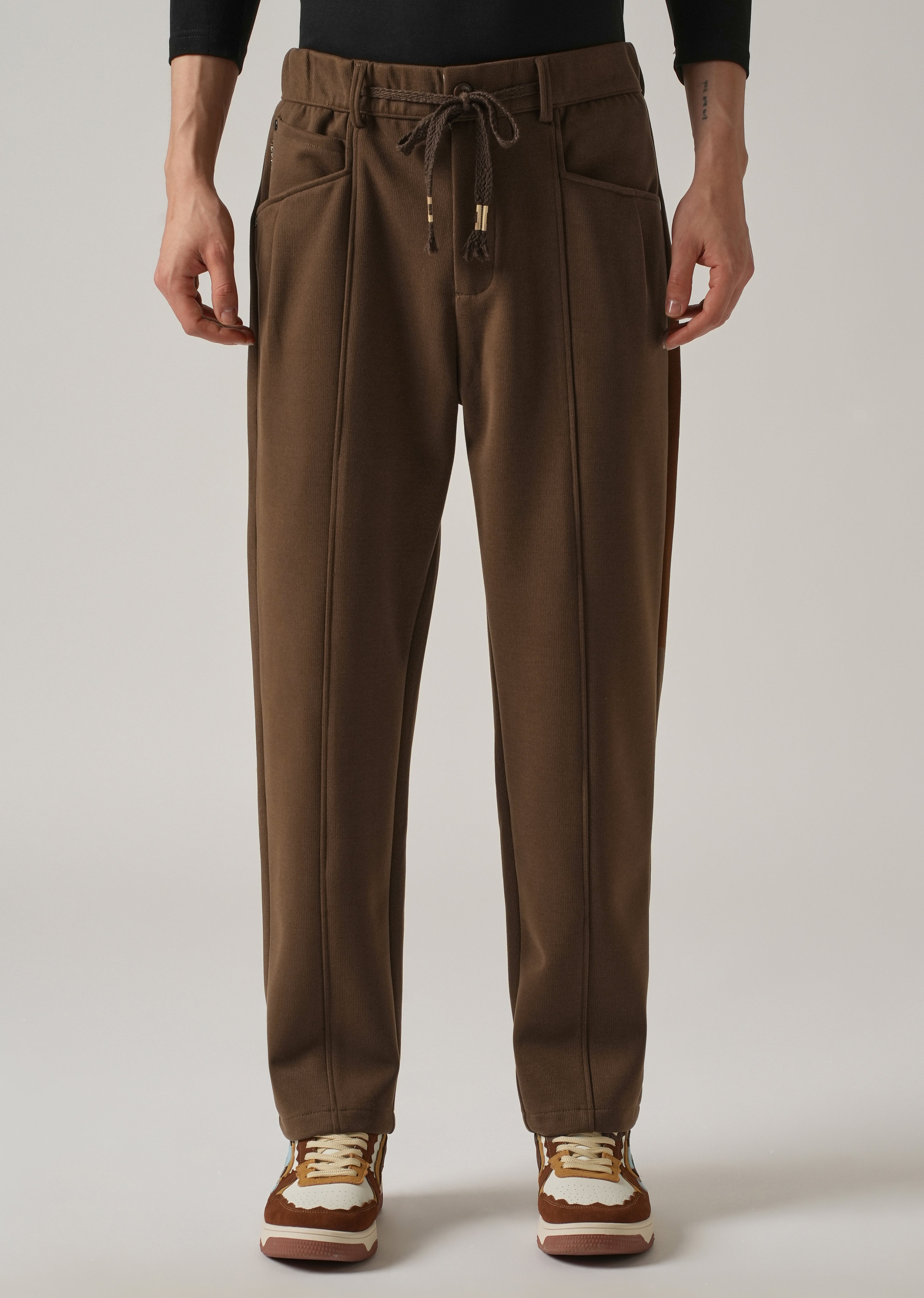 Brown Corduroy Relaxed Fit Drawstring Pant