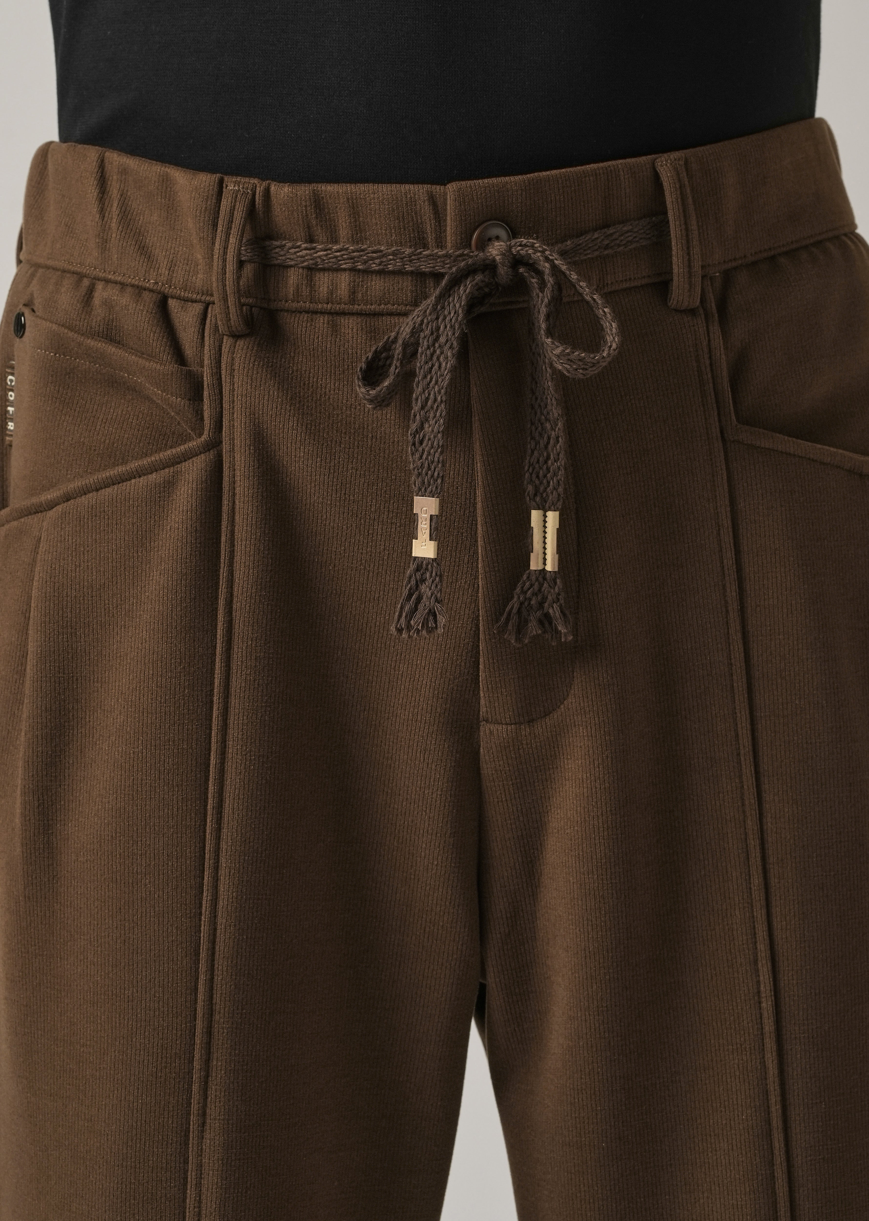 Brown Corduroy Relaxed Fit Drawstring Pant