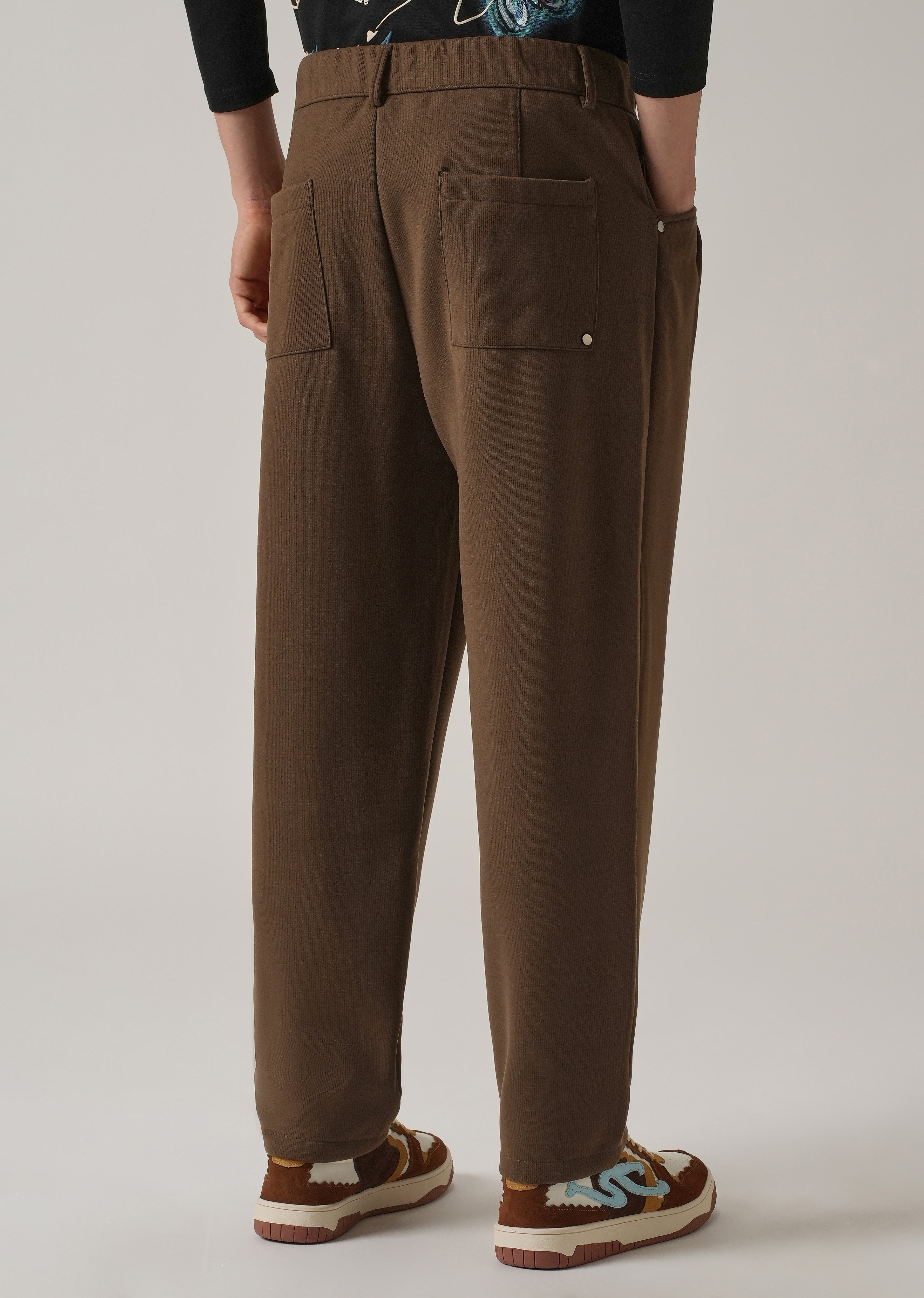 Brown Corduroy Relaxed Fit Drawstring Pant