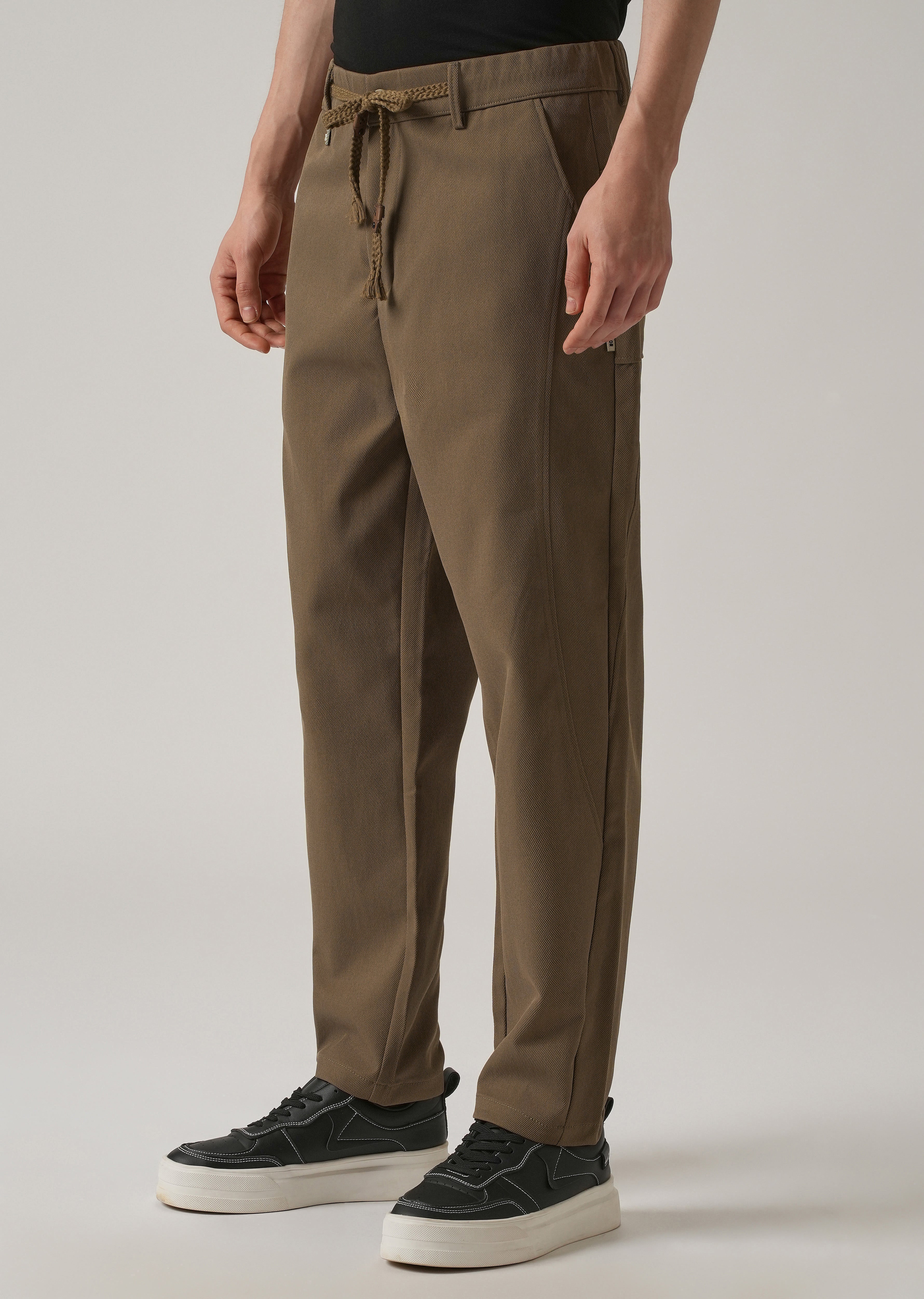Brown Relaxed Fit Tie Waist Pant